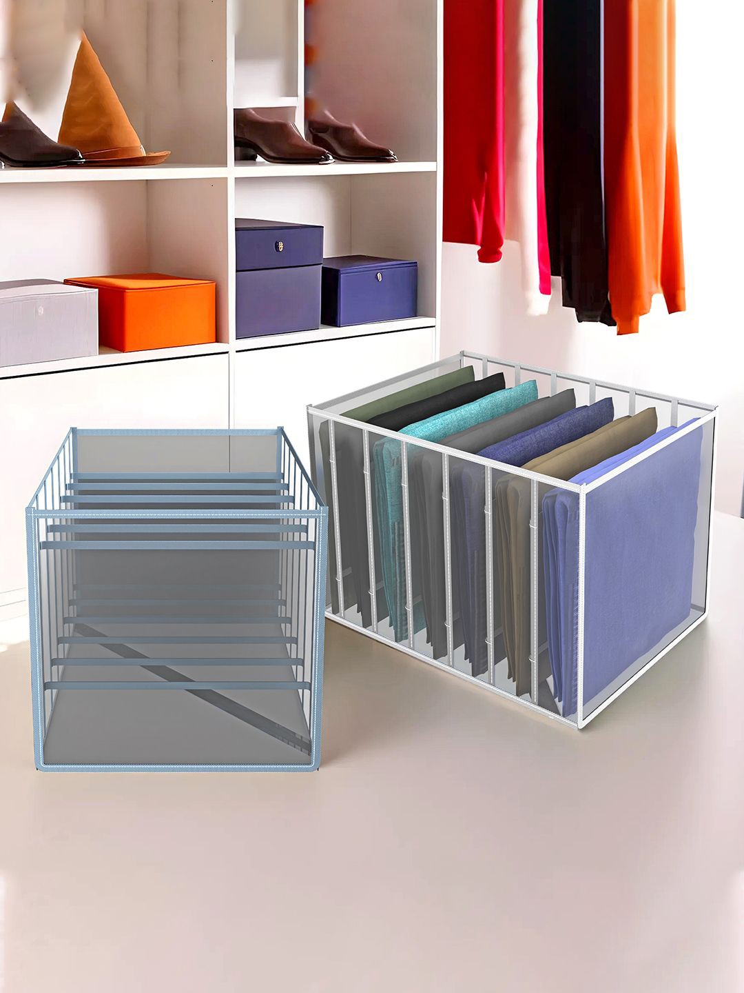 

Kuber Industries White 2 Pieces Drawer Organiser