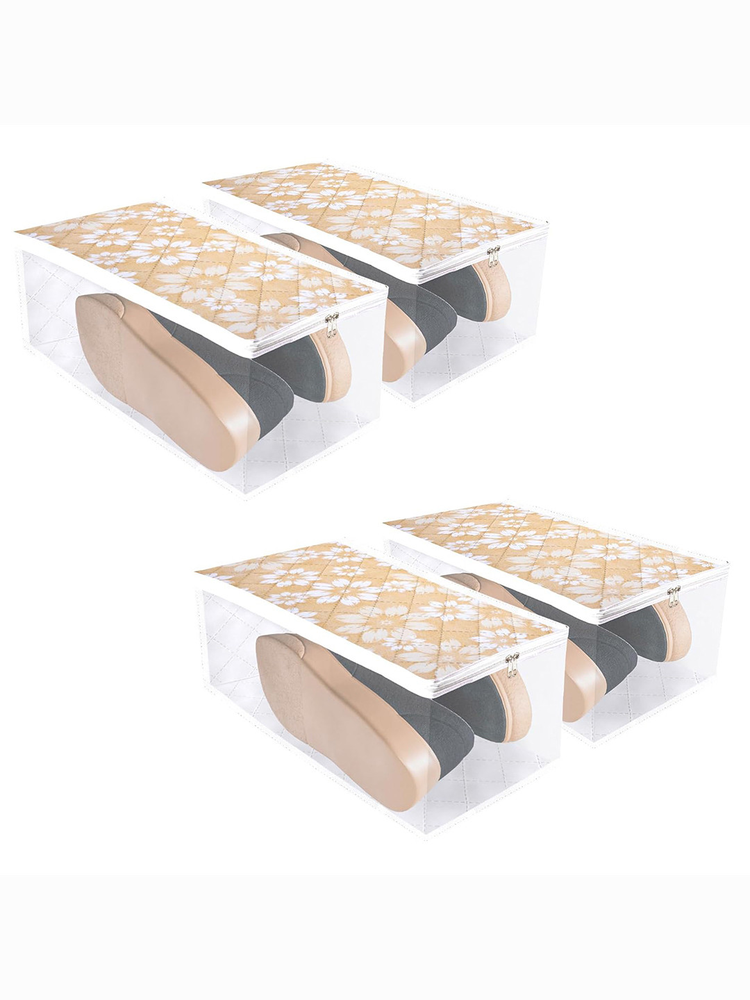 

Kuber Industries Gold-Toned 4 Pieces Shoes Organiser