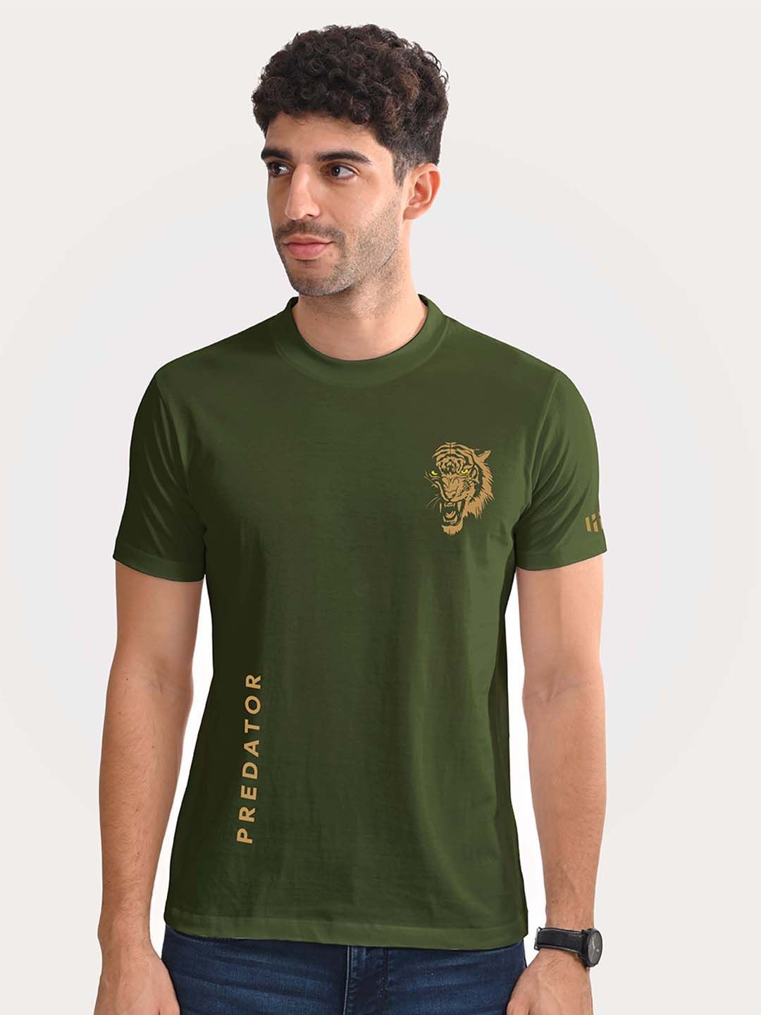 

Aero Armour Unisex Printed Round Neck Cotton Tshirt, Olive