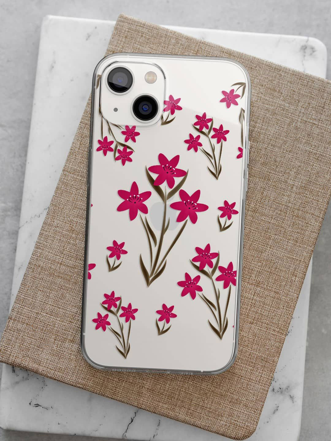 

macmerise Impact Resistant Floral Printed iPhone 14 Back Case Mobile Accessories, White