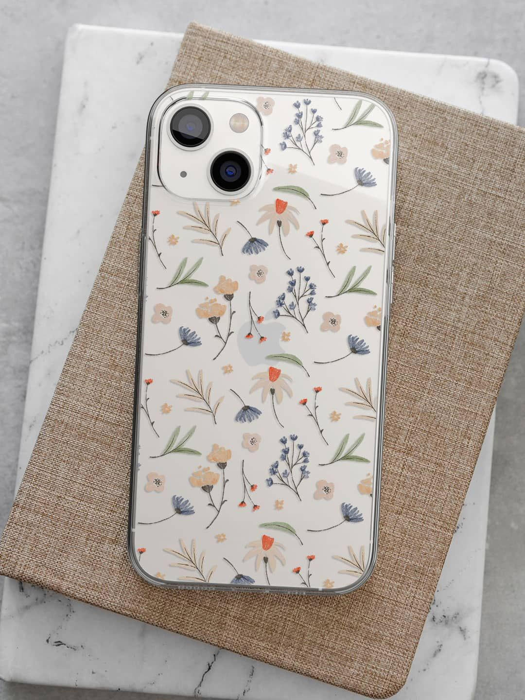 

macmerise Impact Resistant Floral Printed iPhone 14 Back Case Mobile Accessories, White