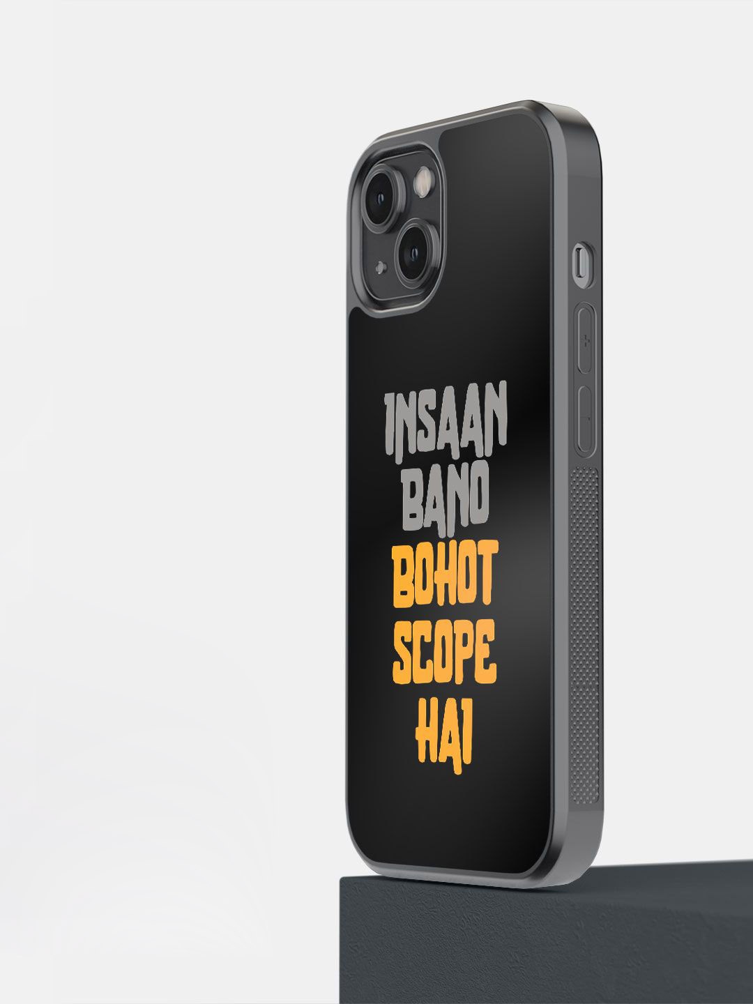 macmerise Impact Resistant Typography Printed iPhone 14 Back Case Mobile Accessories, Black