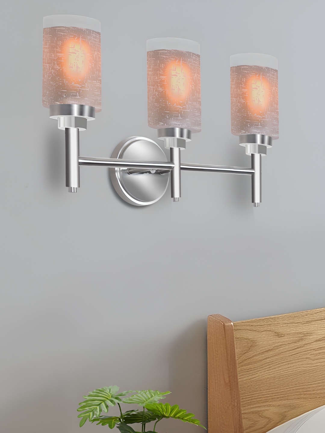 

Homesake Silver-Toned & White Glass Contemporary Cylinder Shaped Wall Lamp