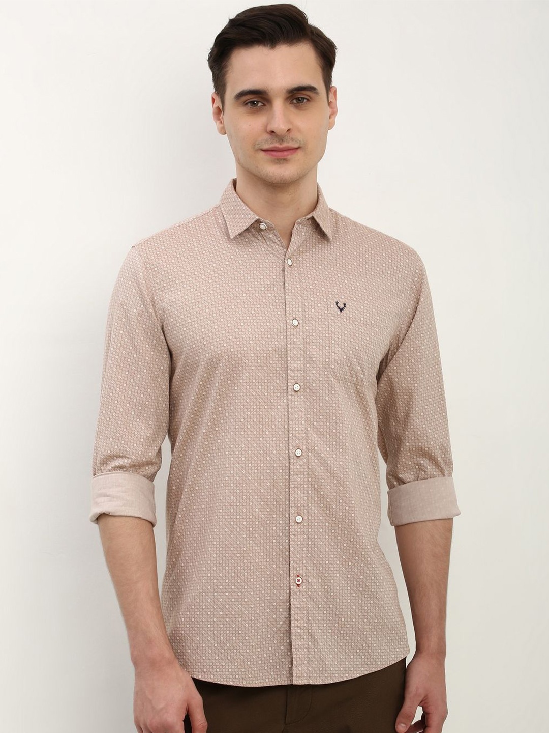 

Allen Solly Men Micro Ditsy Printed Pure Cotton Casual Shirt, Beige