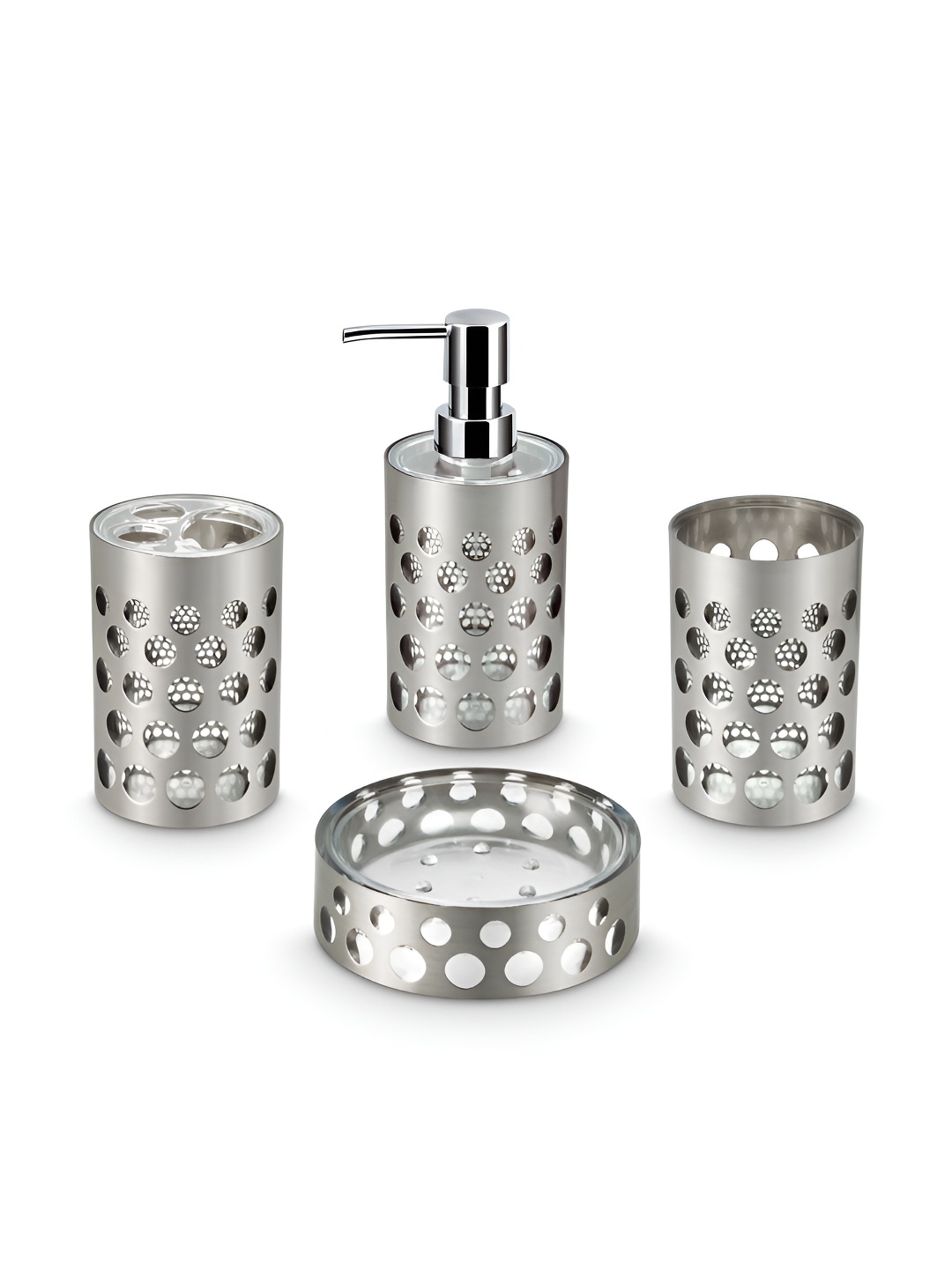 

Freelance Silver-Toned 4 Pieces Textured Bath Accessories Set