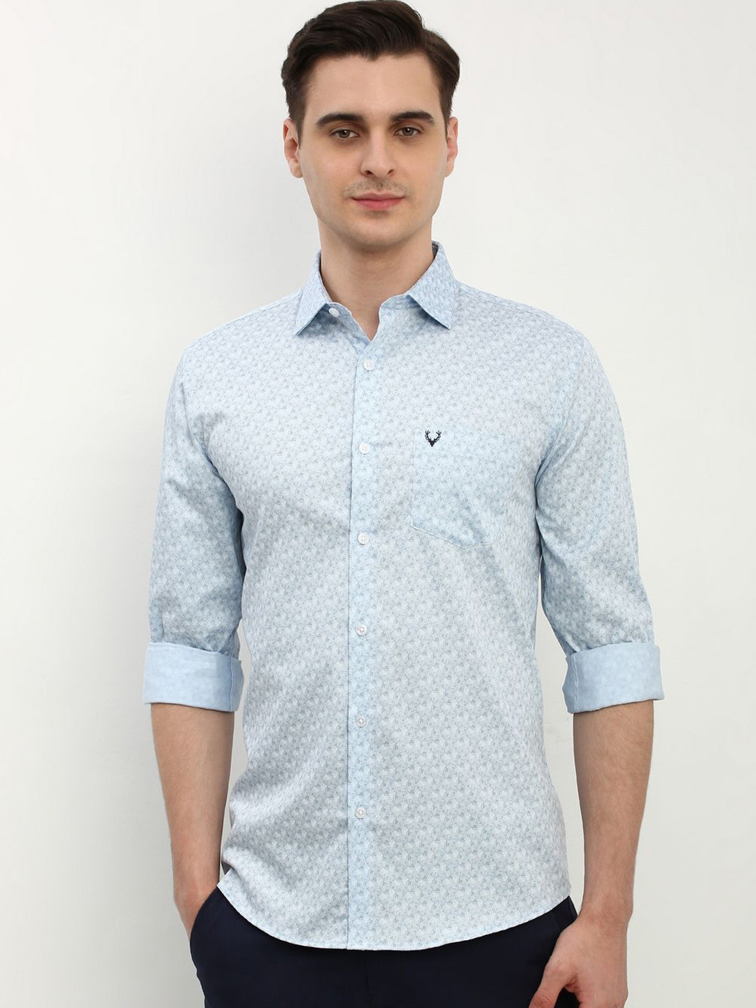 

Allen Solly Men Slim Fit Micro or Ditsy Printed Opaque Casual Shirt, Blue