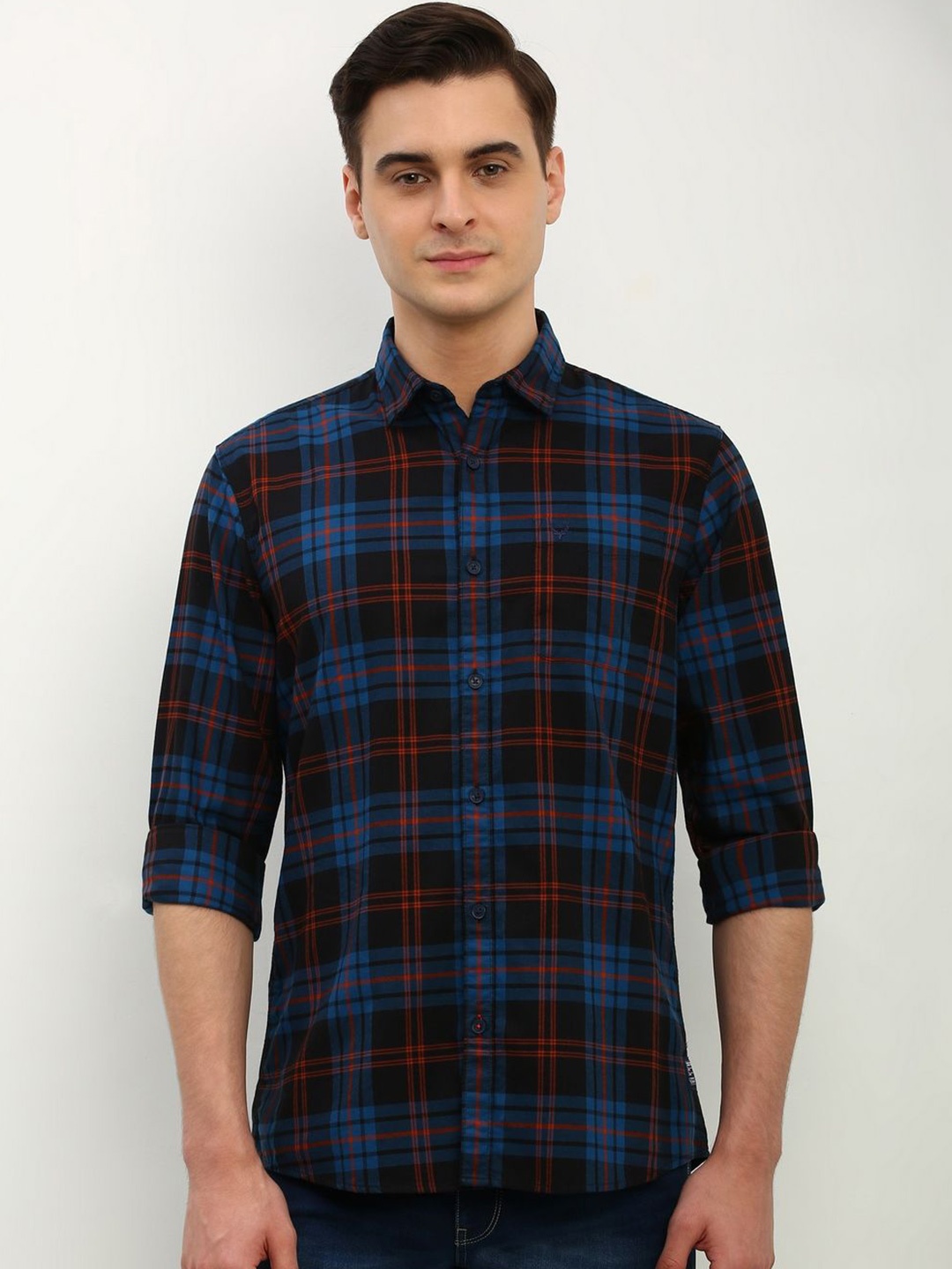 

Allen Solly Men Checked Pure Cotton Casual Shirt, Black
