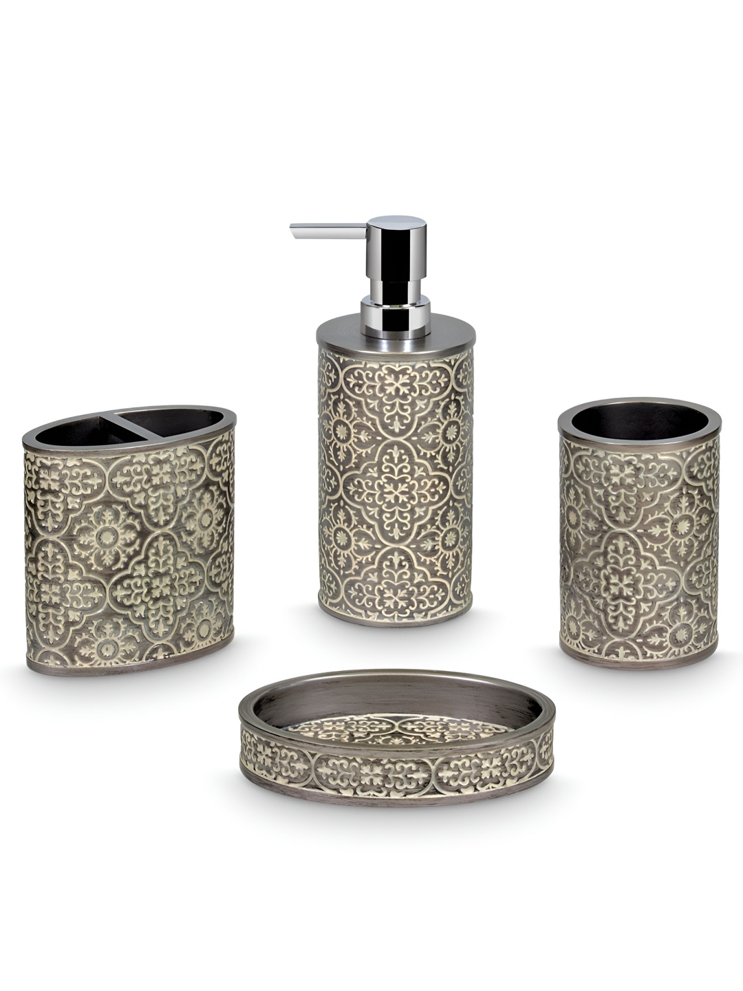 

Freelance Gold-Toned 4 Pieces Ethnic Motifs Bath Accessories Set