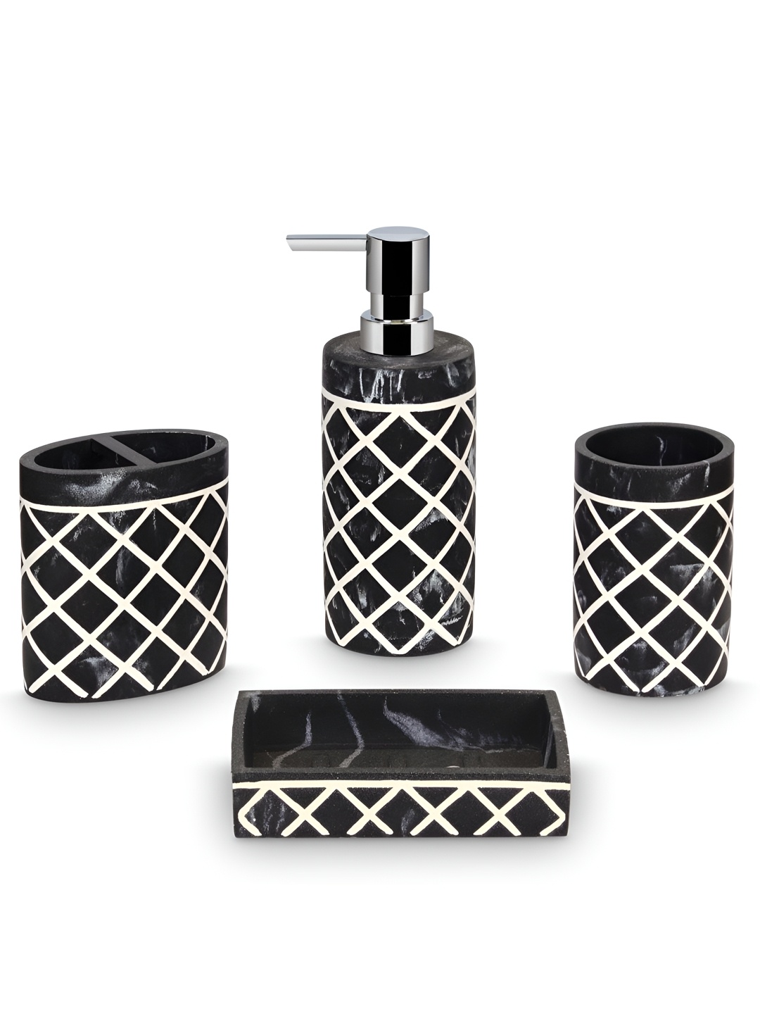 

Freelance Black & White 4 Pieces Contemporary Bath Accessories Set