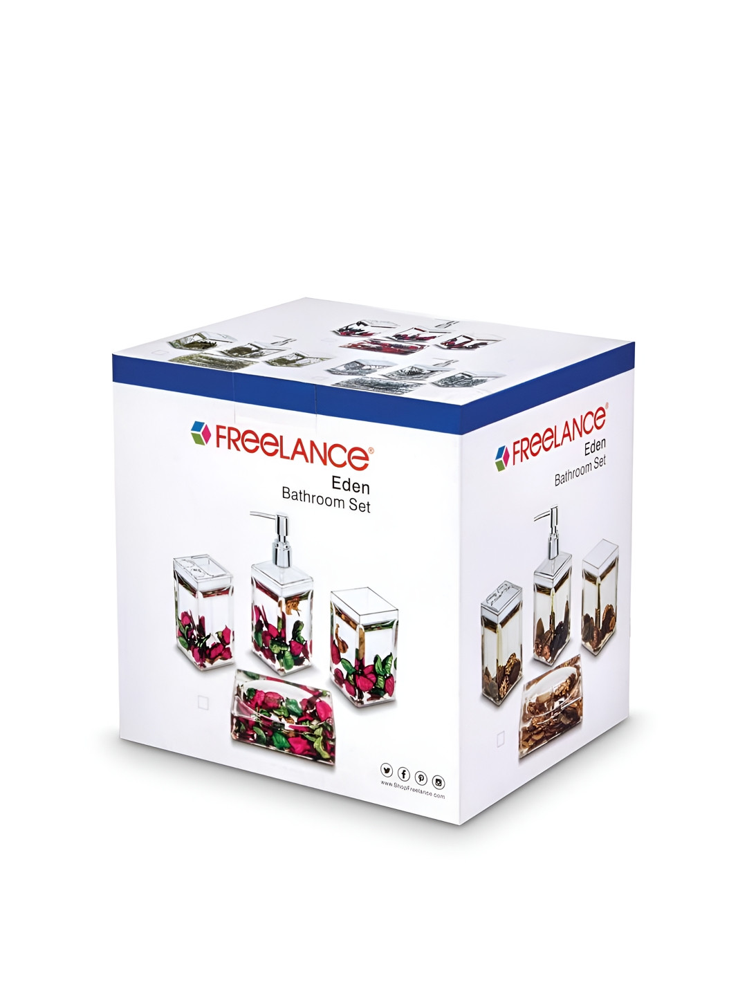 

Freelance Eden Red & Transparent 4 Pieces Floral Bath Accessories Set