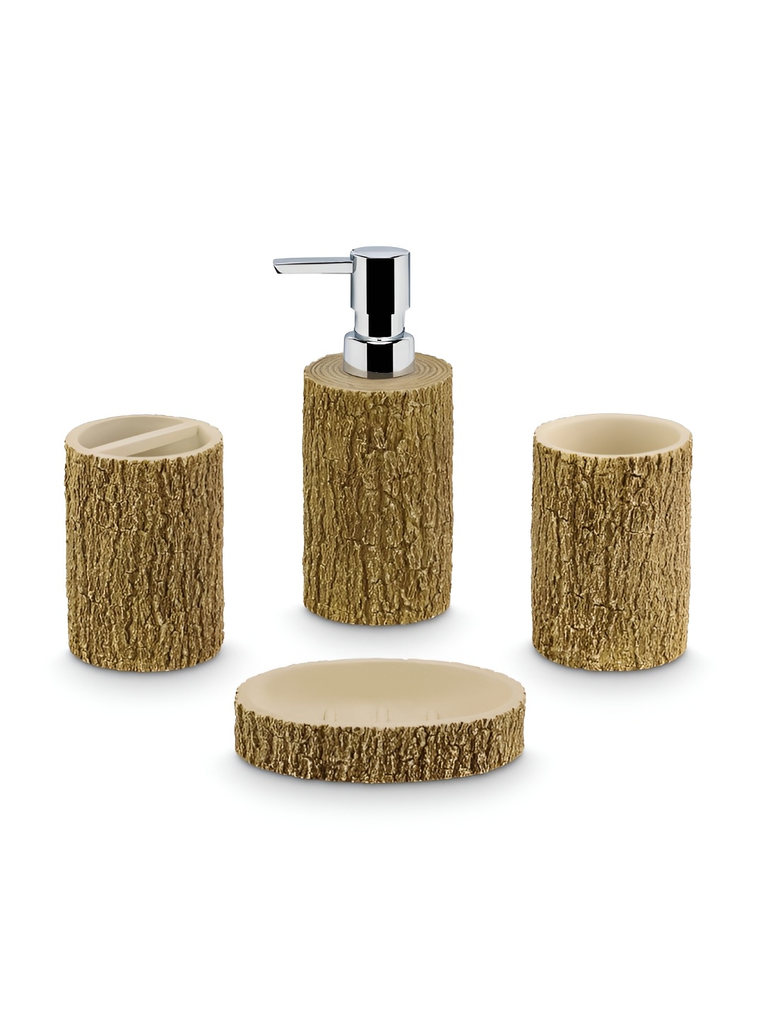 

Freelance Soho Brown 4 Pieces Textured Glossy Bath Accessories Set