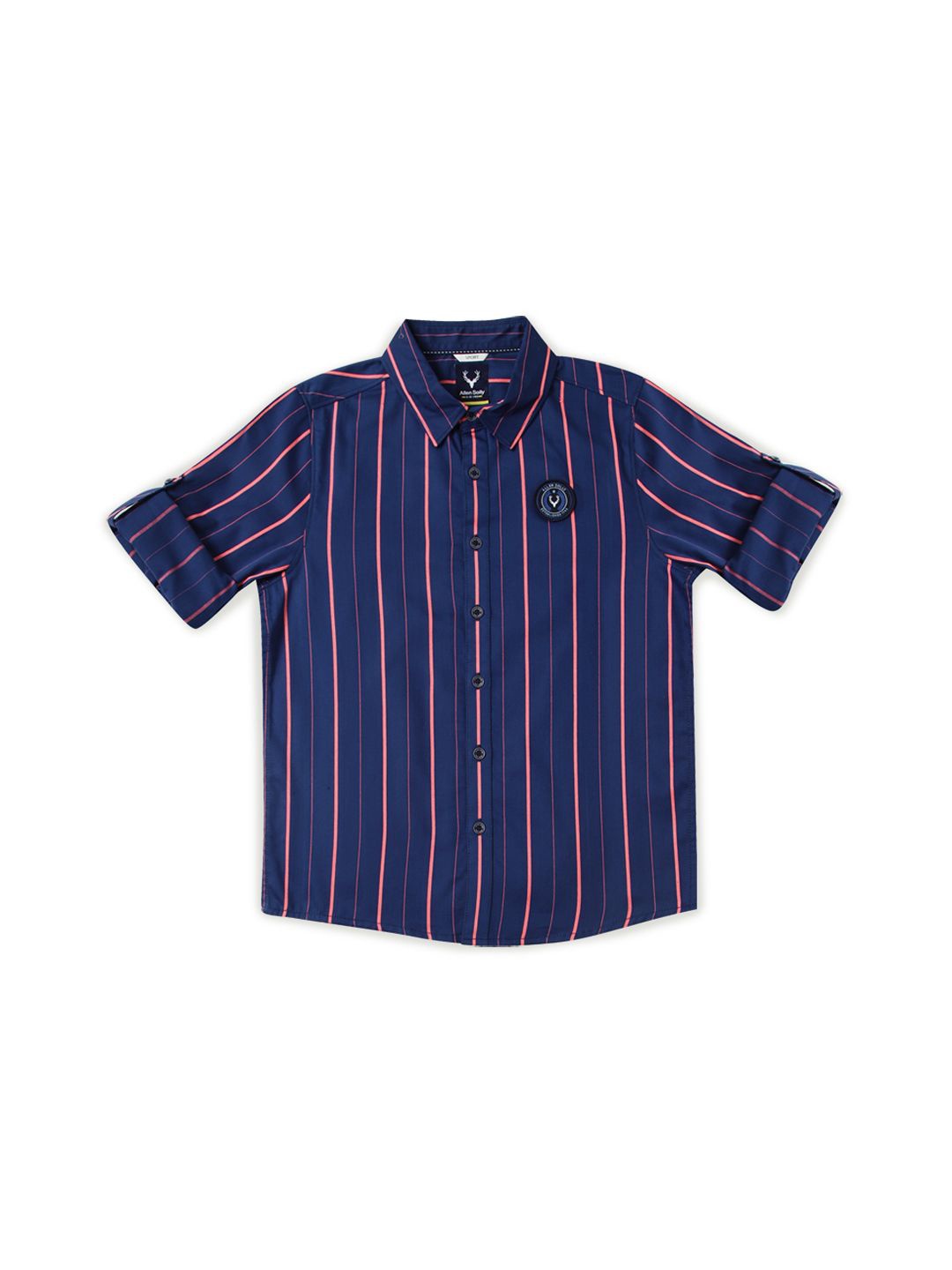 

Allen Solly Junior Boys Slim Fit Opaque Striped Casual Shirt, Blue