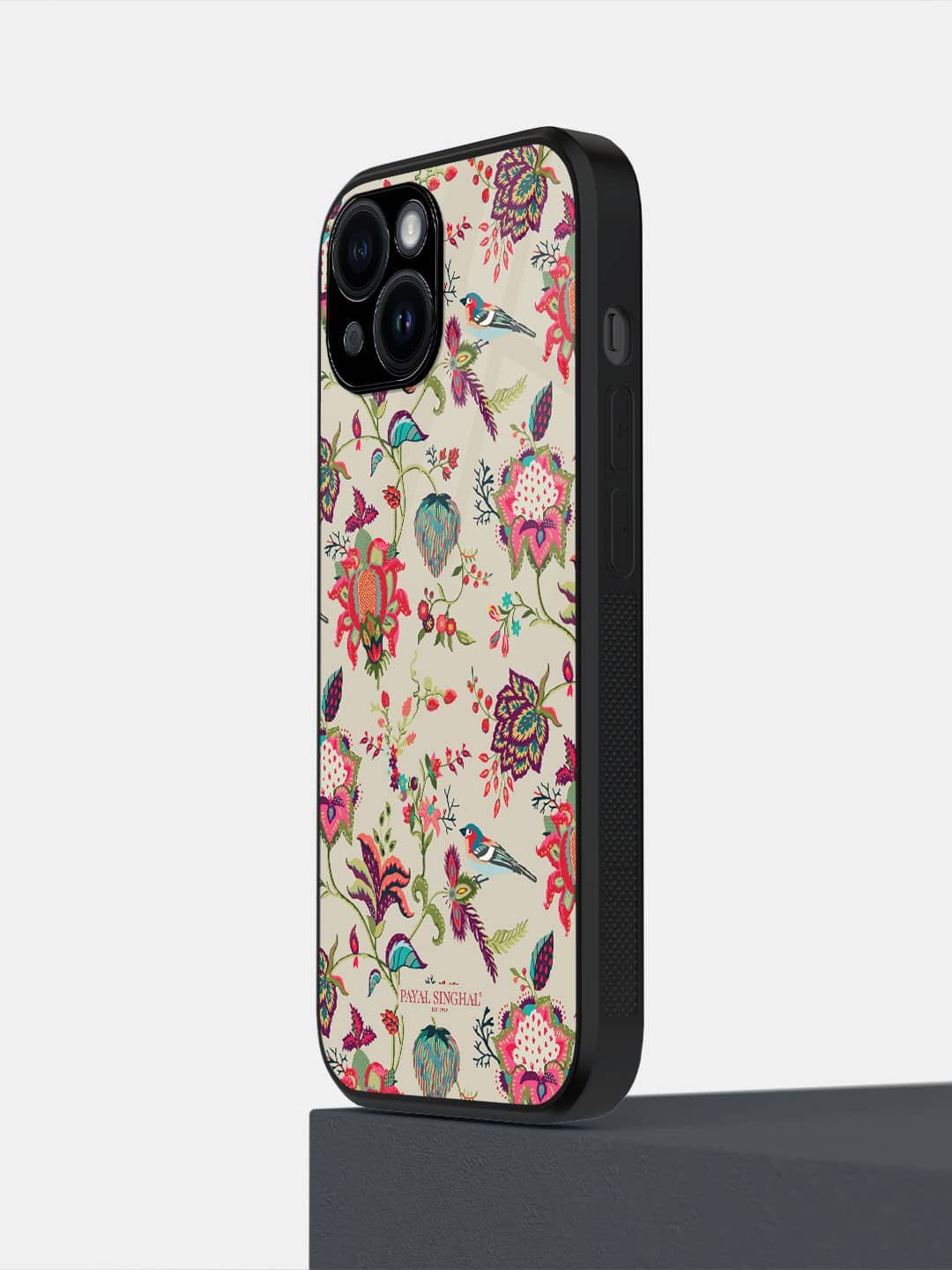 

macmerise Floral Printed Impact Resistant iPhone 14 Back Case Mobile Accessories, Cream