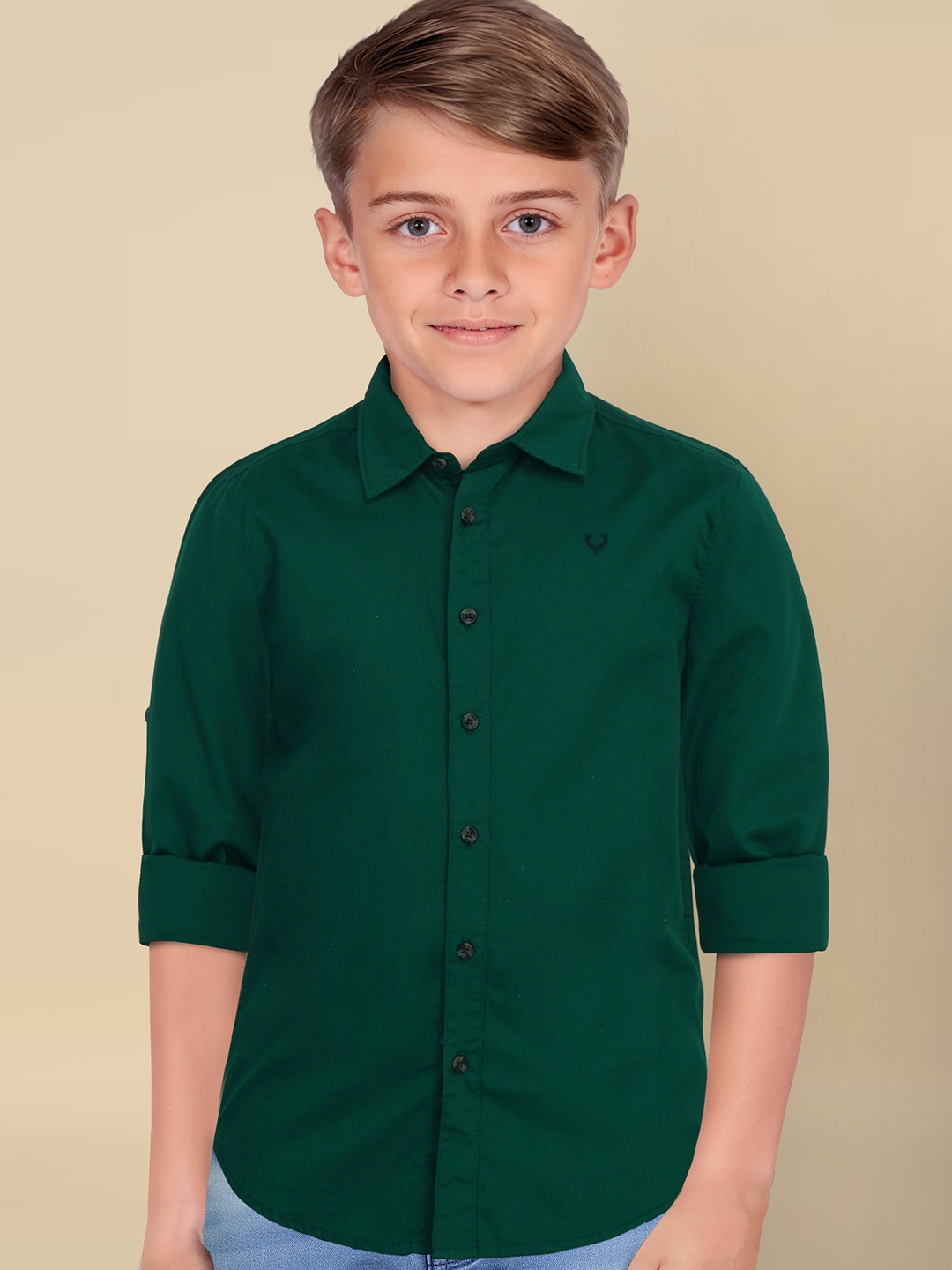 

Allen Solly Junior Boys Slim Fit Opaque Casual Shirt, Green