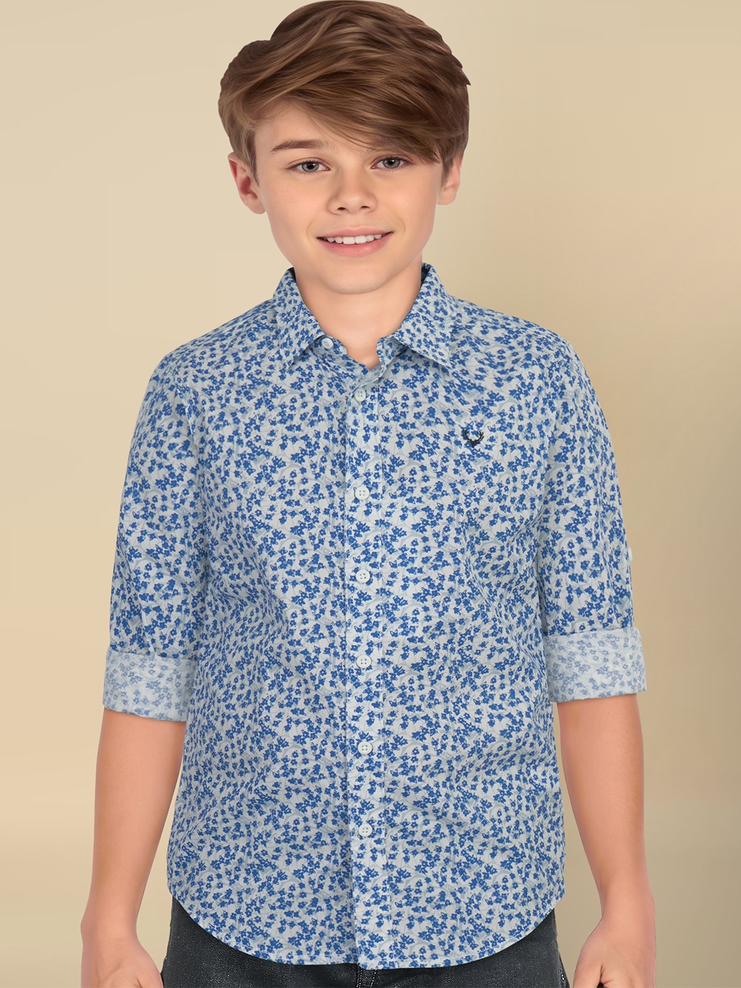 

Allen Solly Junior Boys Slim Fit Floral Opaque Printed Casual Shirt, White