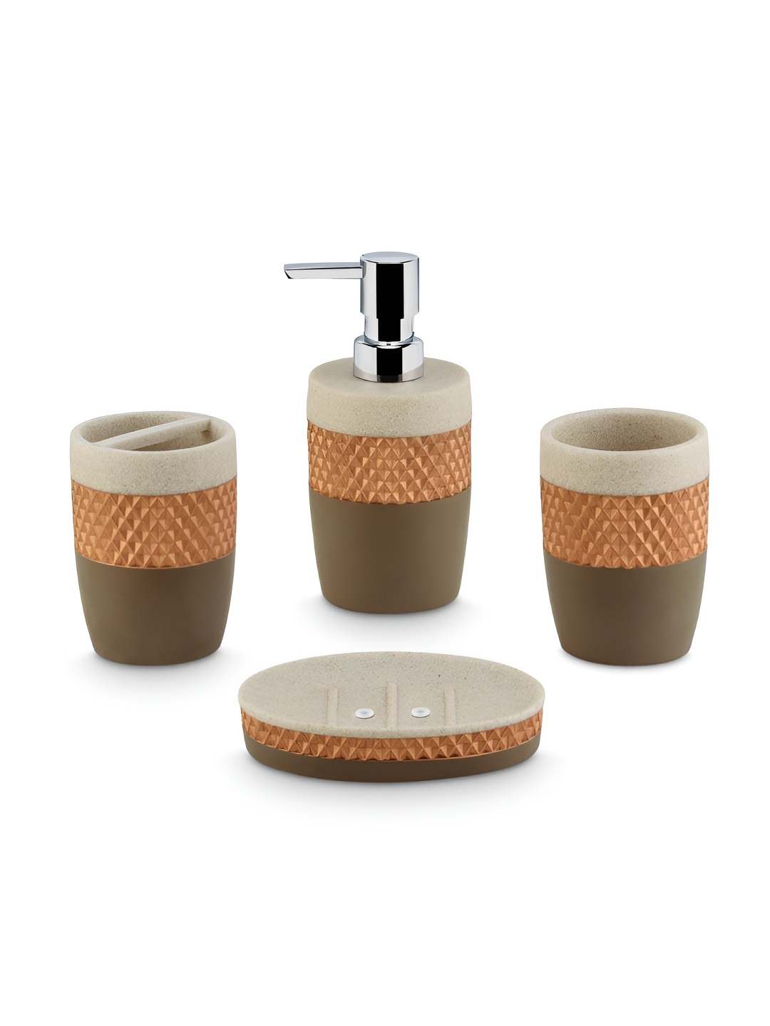 

Freelance Soho Orange & Brown 4 Pieces Textured Matte Bath Accessories Set
