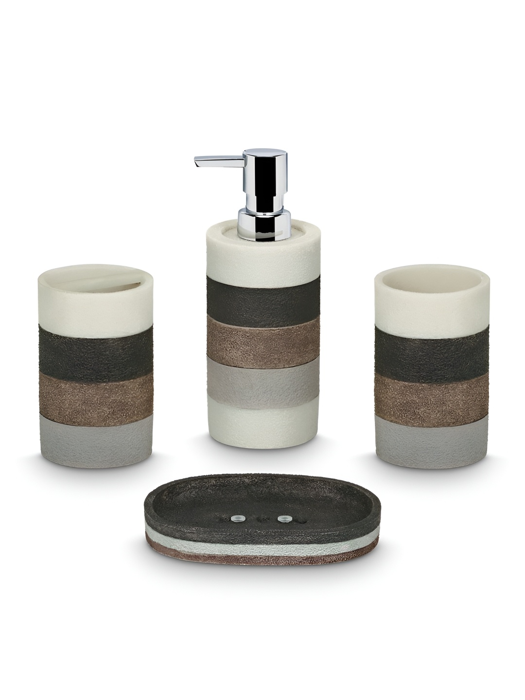 

Freelance Soho Black & White 4 Pieces Textured Matte Bath Accessories Set