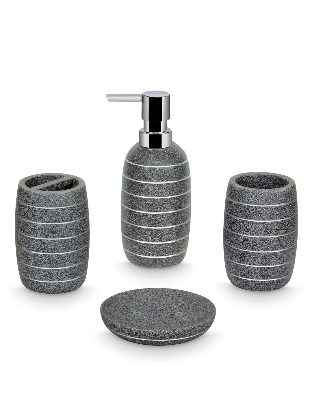 

Freelance Soho Black 4 Pieces Textured Glossy Bath Accessories Set