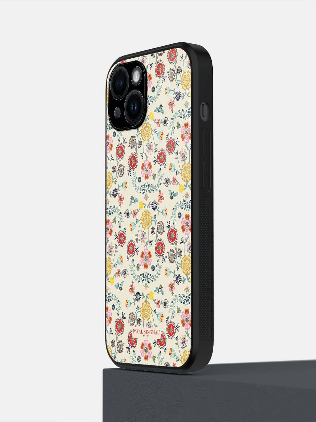 

macmerise Floral Printed Impact Resistant iPhone 14 Back Case Mobile Accessories, Cream