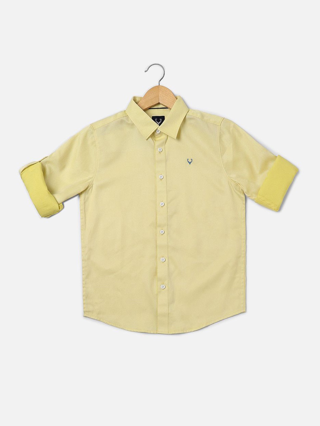 

Allen Solly Junior Boys Spread Collar Solid Polycotton Slim Fit Casual Shirt, Yellow