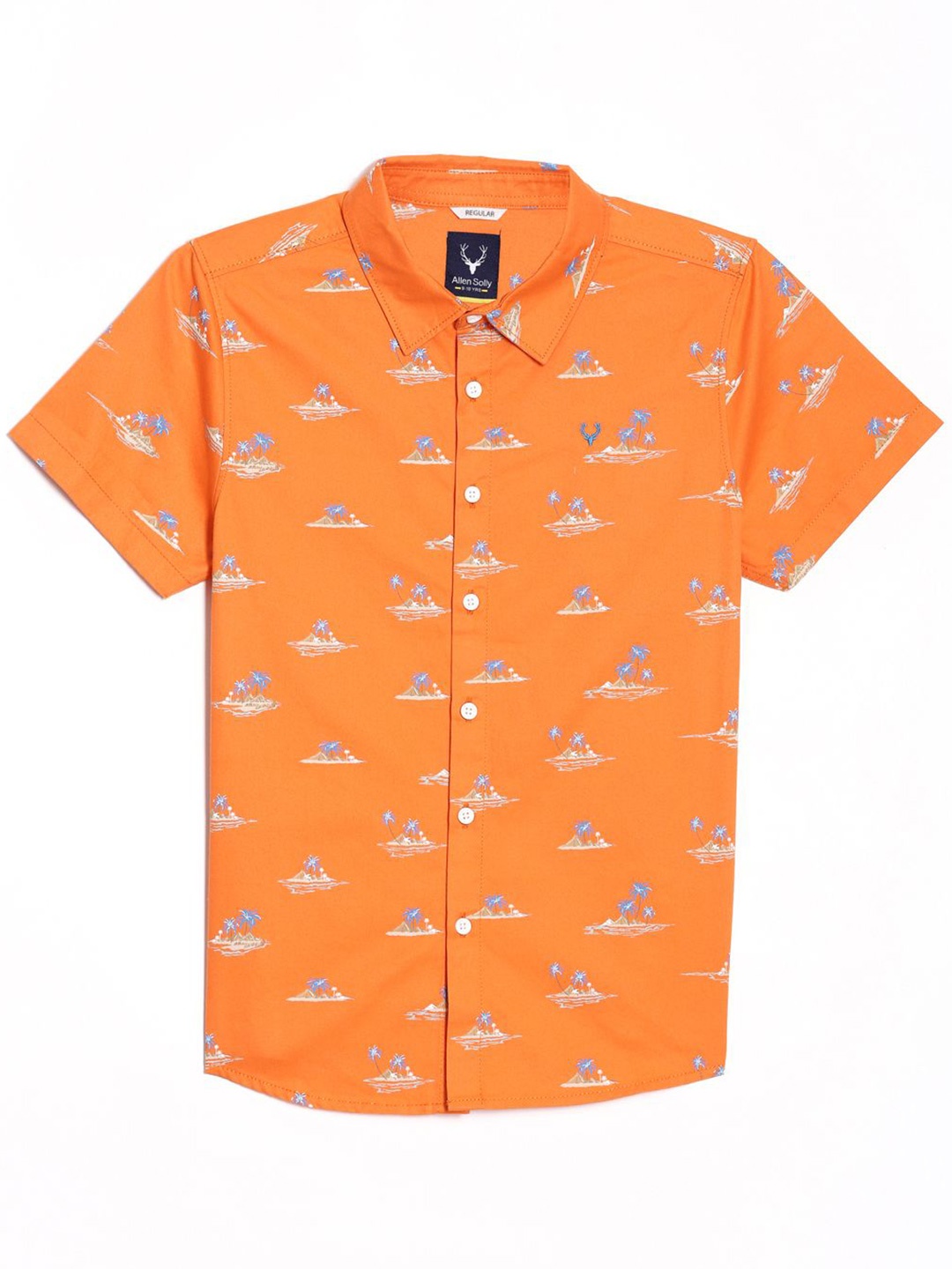 

Allen Solly Junior Boys Spread Collar Conversational Printed Cotton Casual Shirt, Orange