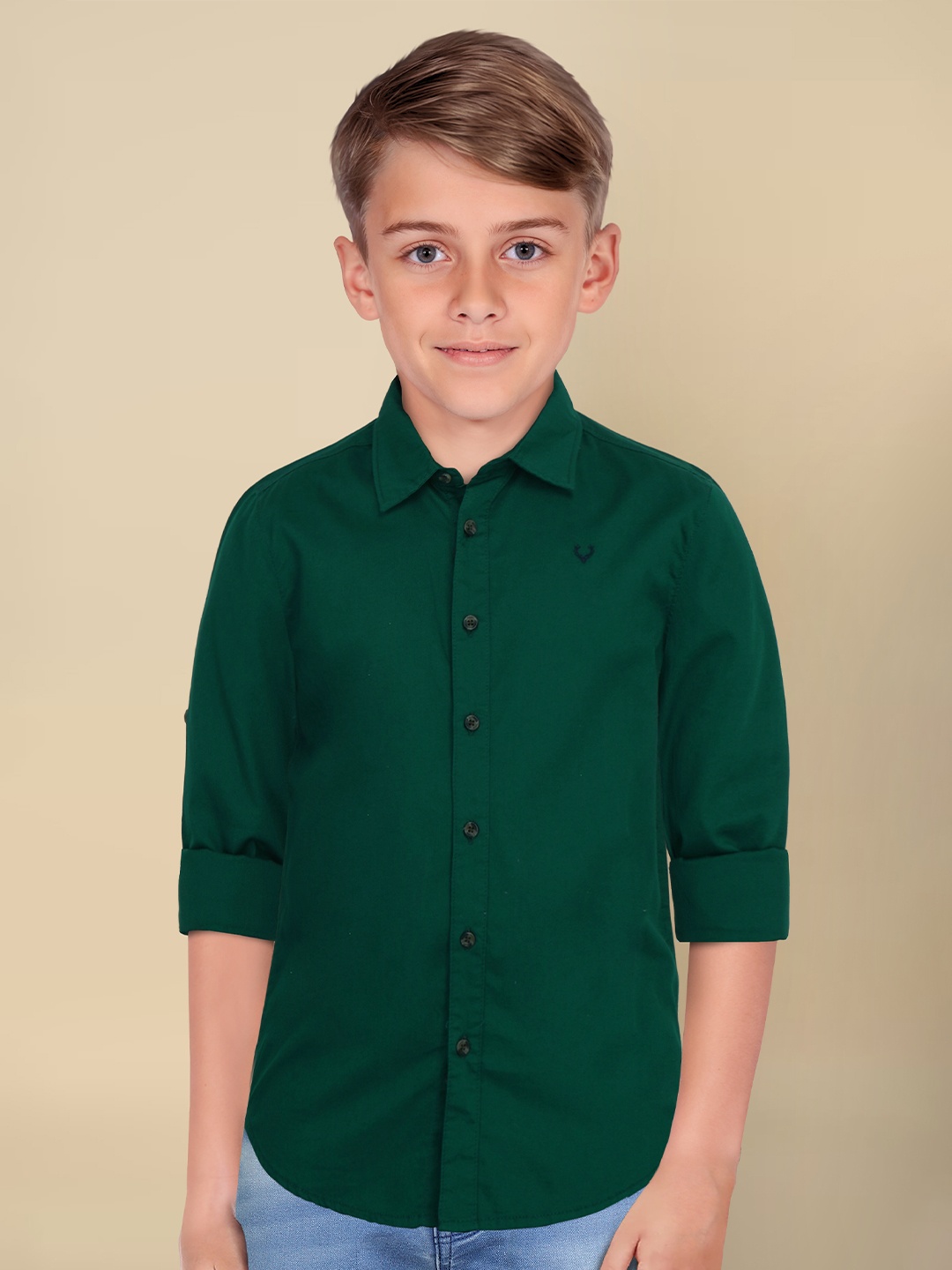 

Allen Solly Junior Boys Slim Fit Opaque Casual Shirt, Green