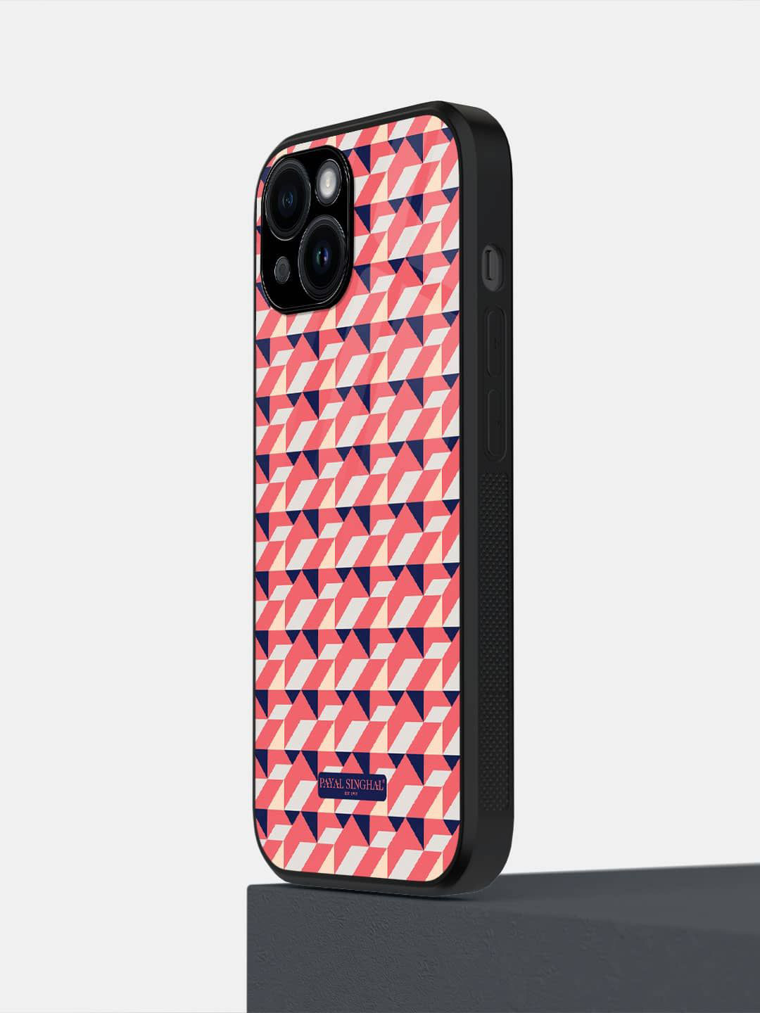 

macmerise Geometric Printed iPhone 14 Back Case Mobile Accessories, Pink