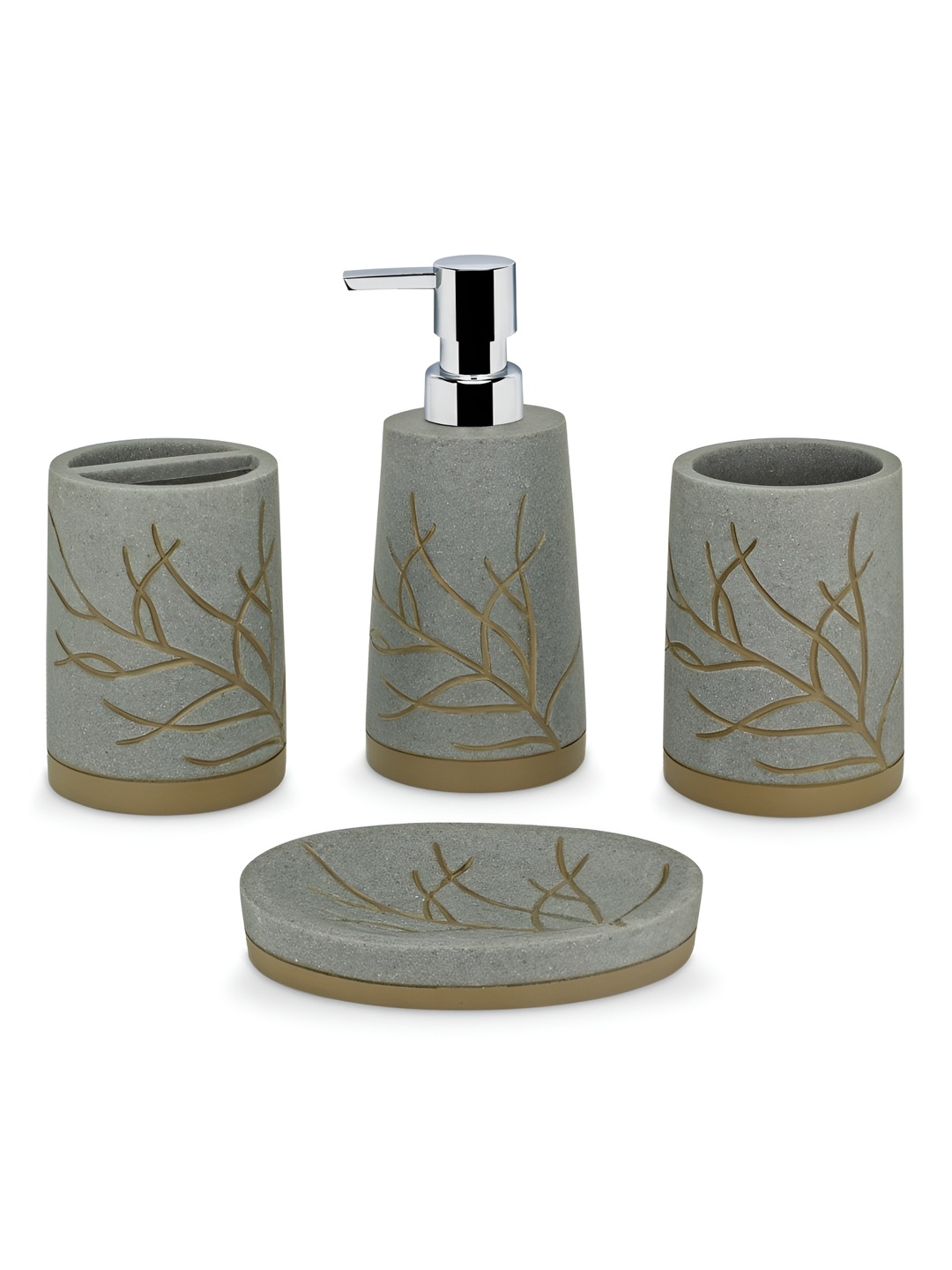

Freelance Soho Grey 4 Pieces Printed Matte Bath Accessories Set