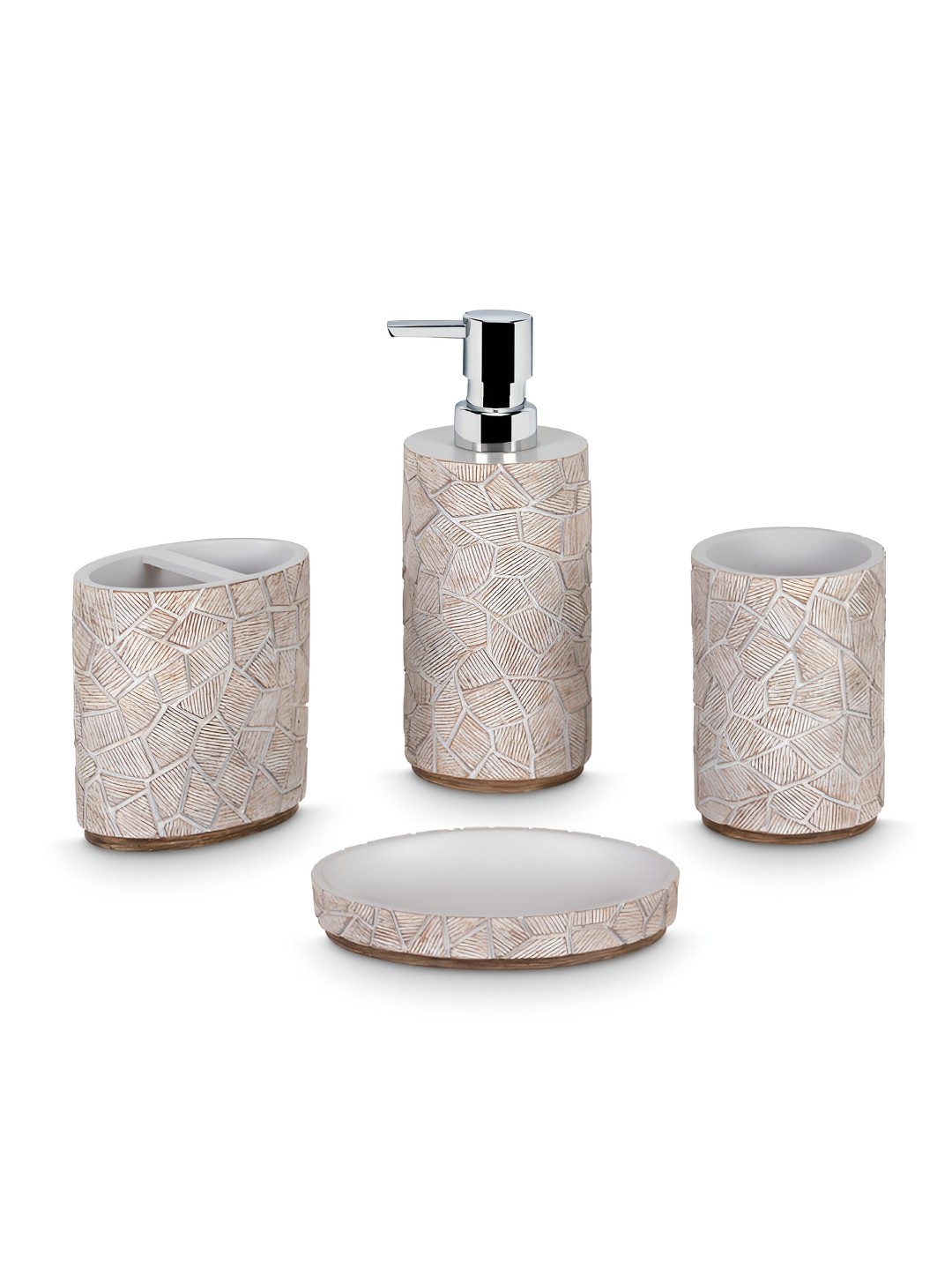 

Freelance Soho Peach 4 Pieces Textured Matte Bath Accessories Set