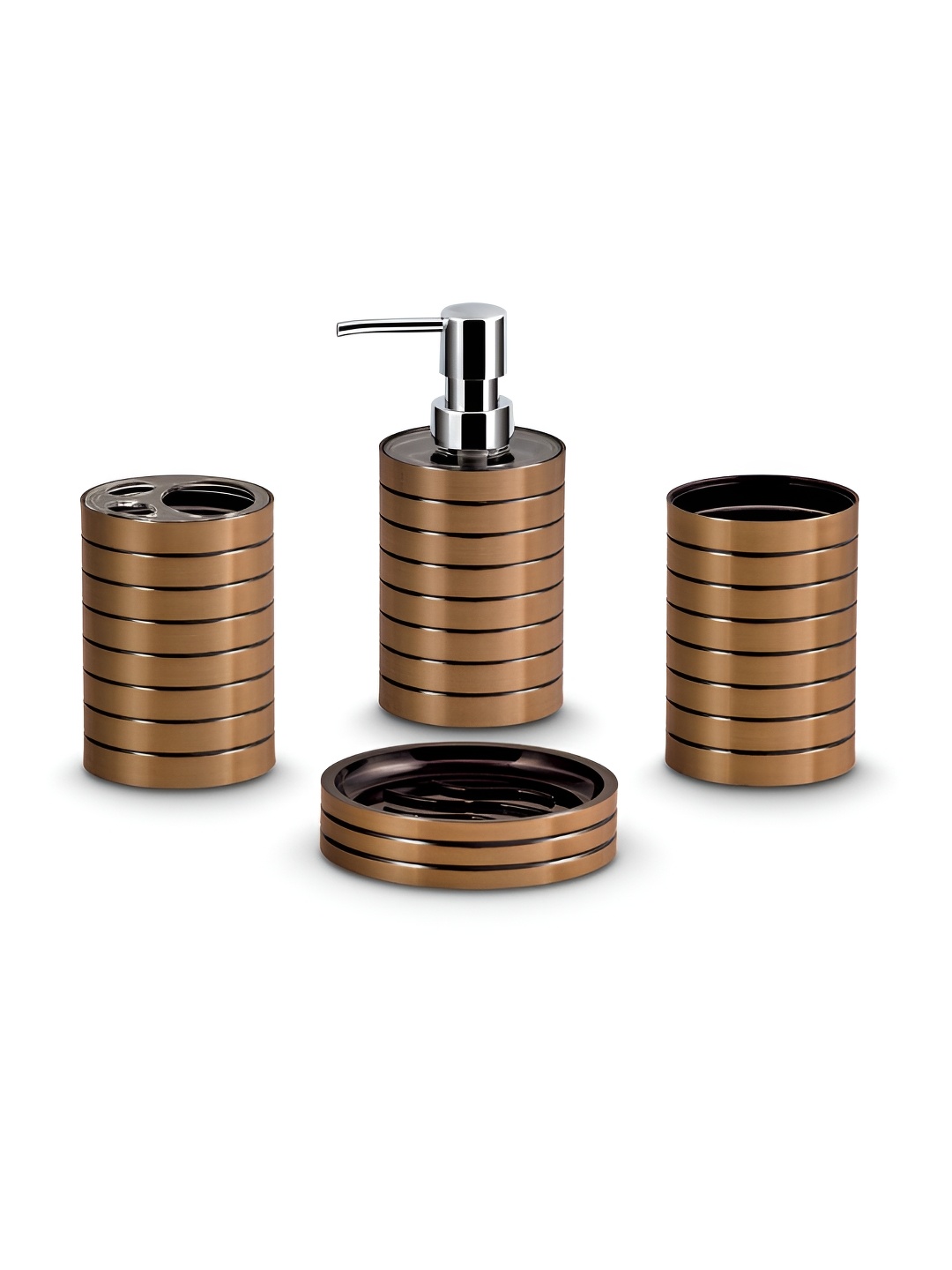 

Freelance Copper-Toned & Brown 4 Pieces Textured Resin Bath Accessories Set