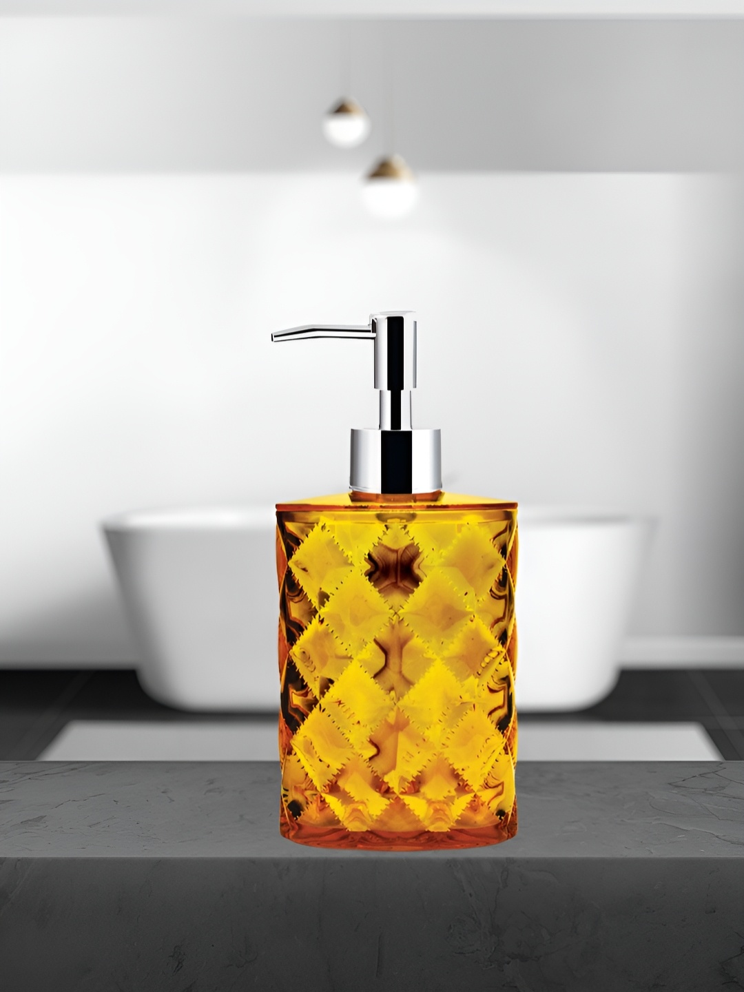 

Freelance Crystal Orange Textured Glossy Soap Dispenser