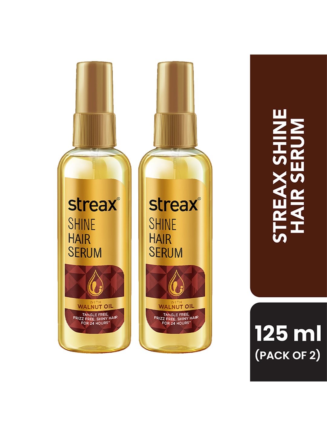 

Streax Set of 2 Vitalized Hair Serum with Walnut Oil & Vitamin E - 125ml each, Gold