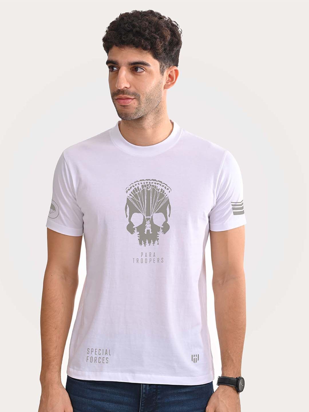 

Aero Armour Unisex Printed Round Neck Cotton Tshirt, White