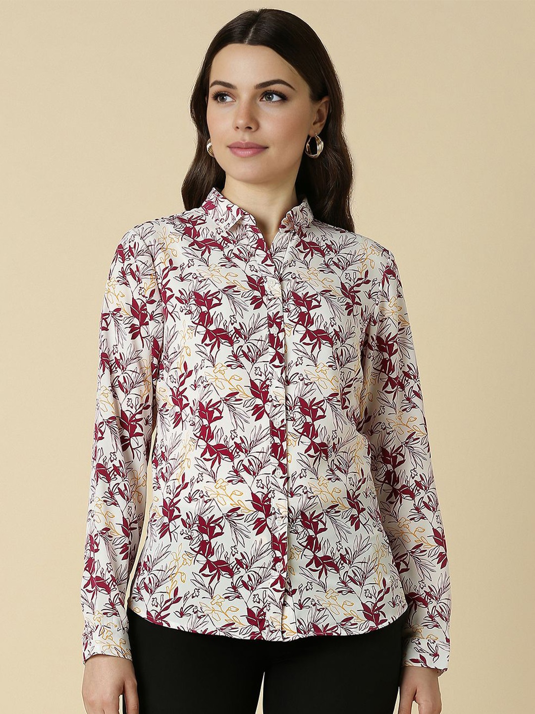 

Allen Solly Woman Tropical Printed Casual Shirt, White