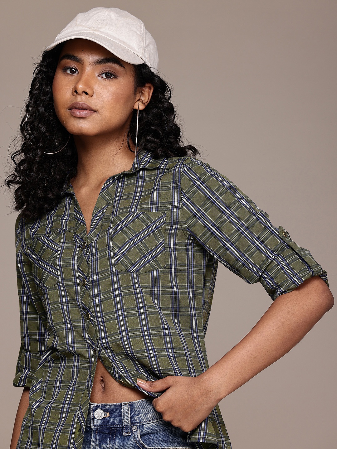 

Roadster Checked Casual Shirt, Olive