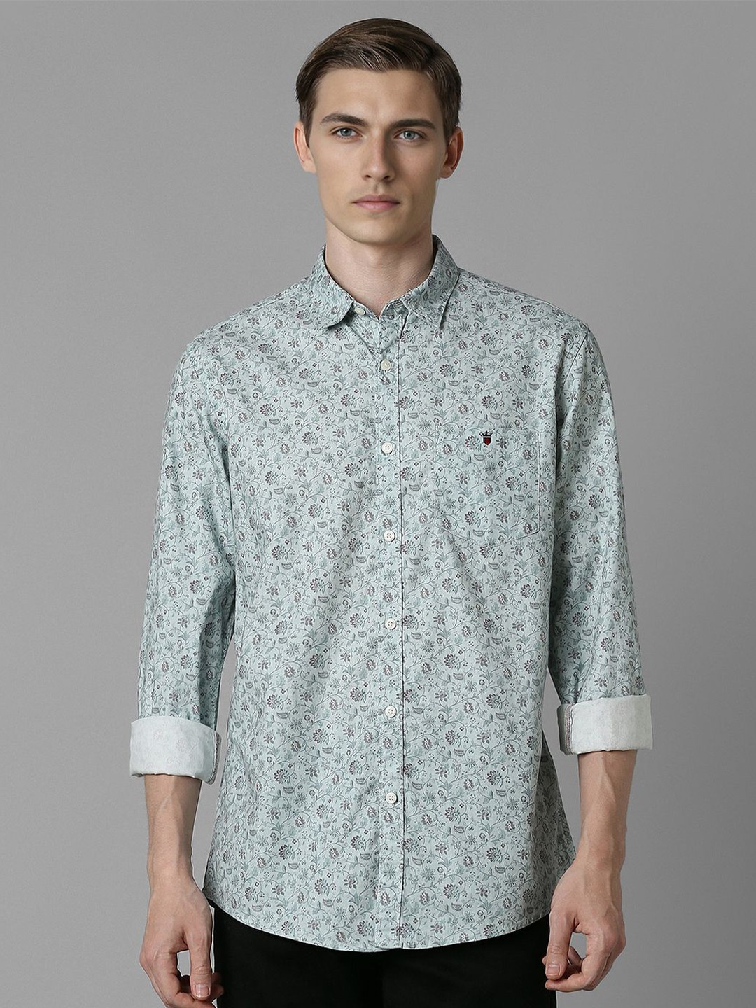 

Louis Philippe Jeans Men Slim Fit Floral Printed Cotton Casual Shirt, Grey