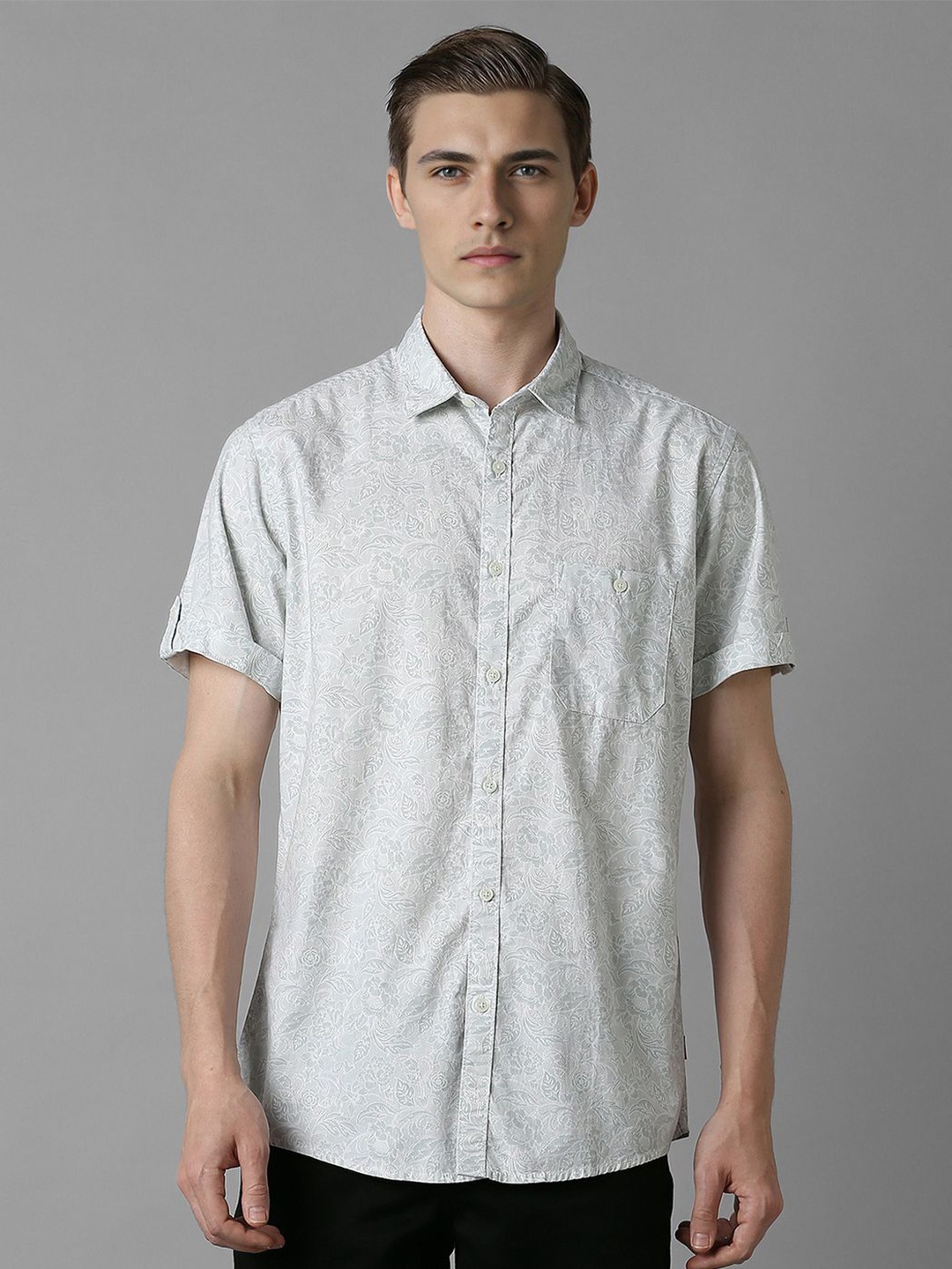 

Louis Philippe Jeans Men Slim Fit Opaque Printed Casual Shirt, Grey