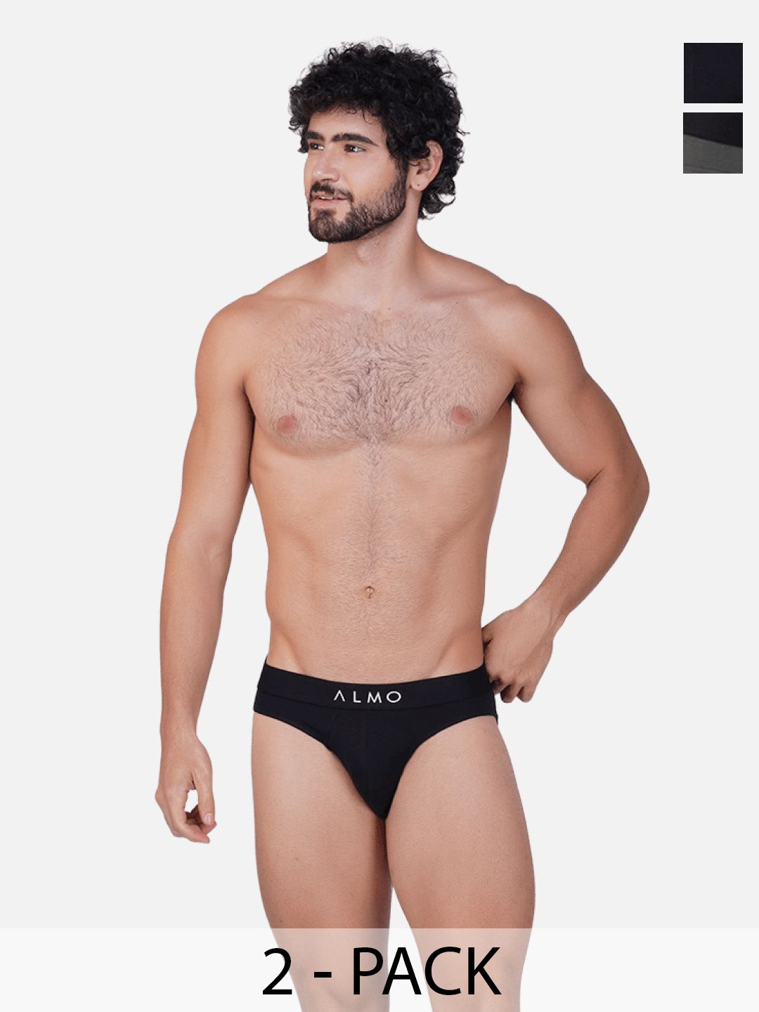 

Almo Wear Men Pack Of 2 Moisture-Wicking Basic Briefs MME-B-BG, Black