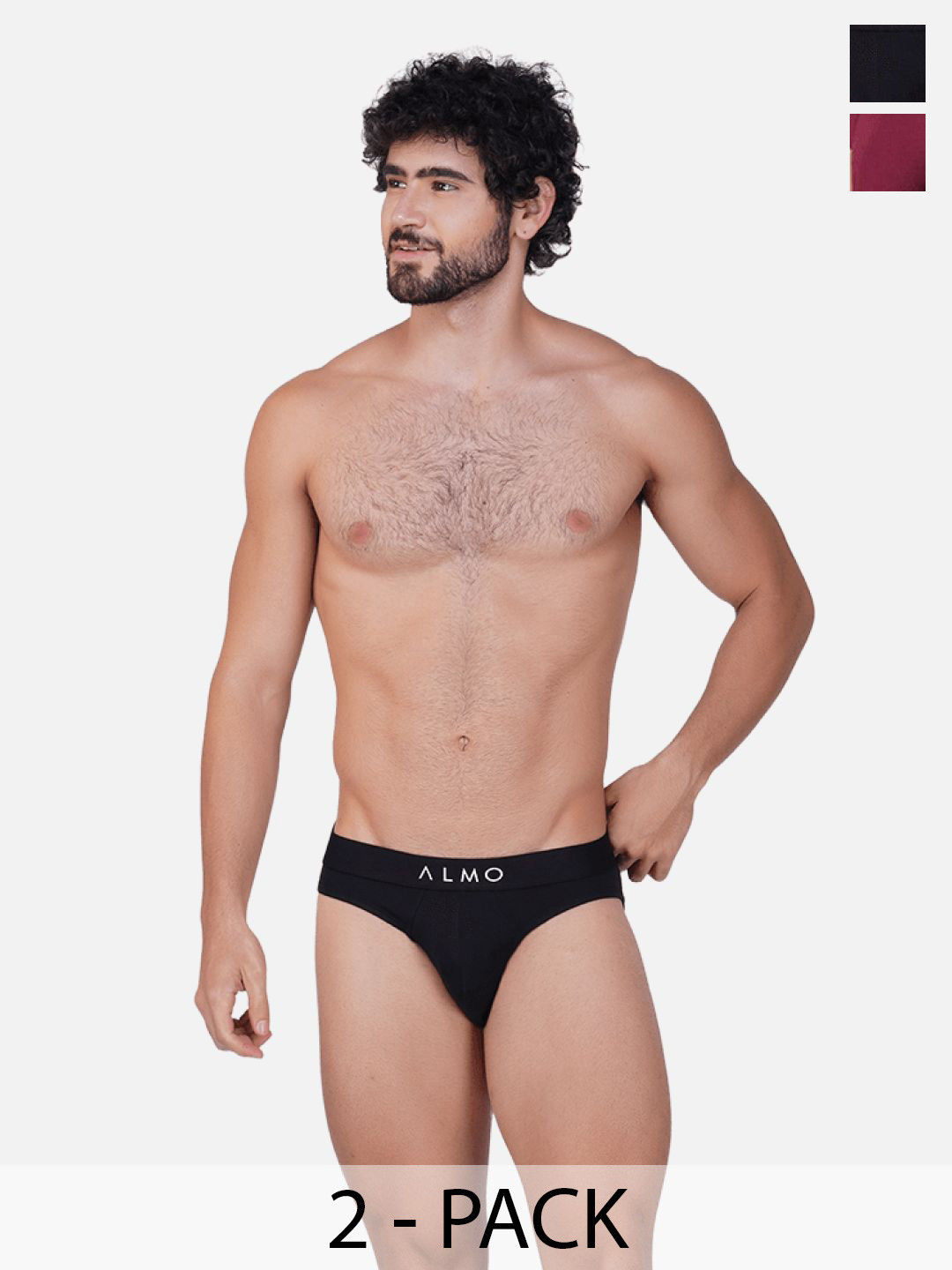 

Almo Wear Pack of 2 Anti Microbial Mid Waist Basic Briefs-MME-B-BR, Black