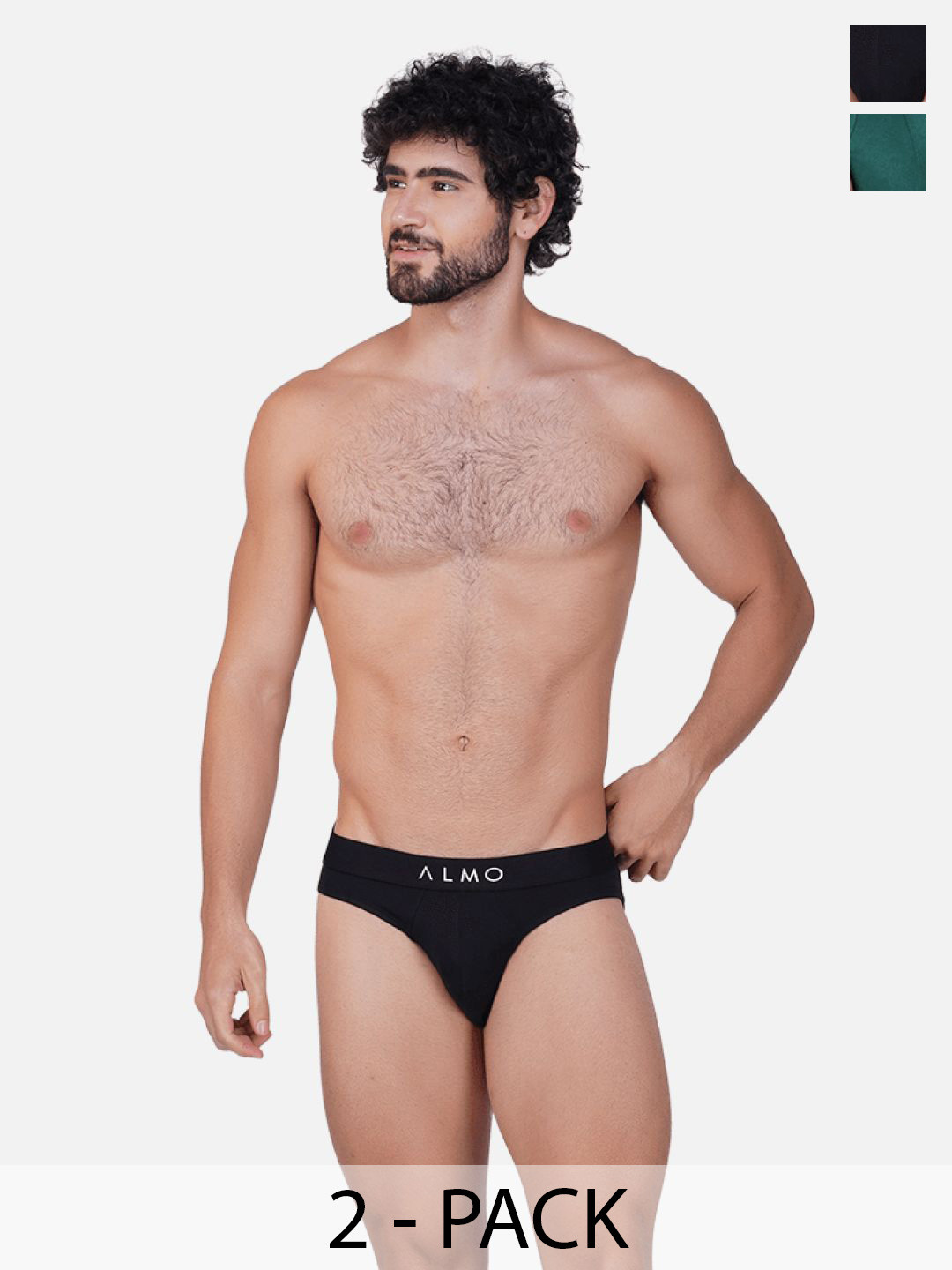

Almo Wear Pack Of 2 Men Brand Logo Details Basic Briefs MME-B-BS, Black