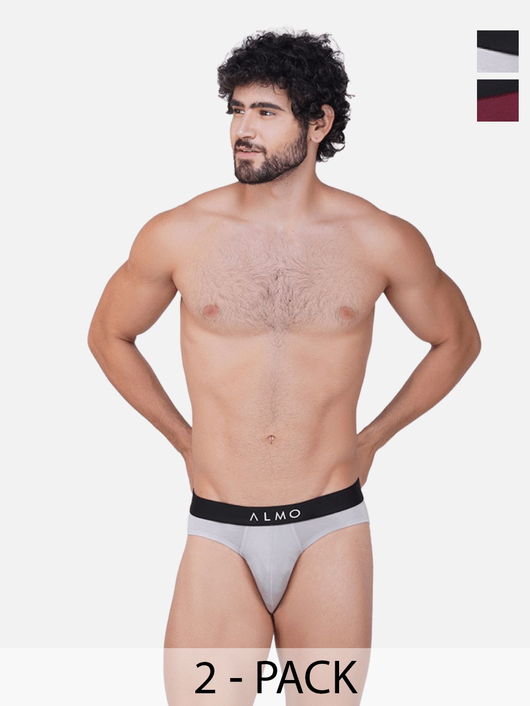 

Almo Wear Pack Of 2 Men Mid Rise Basic Briefs MME-B-RG, Maroon