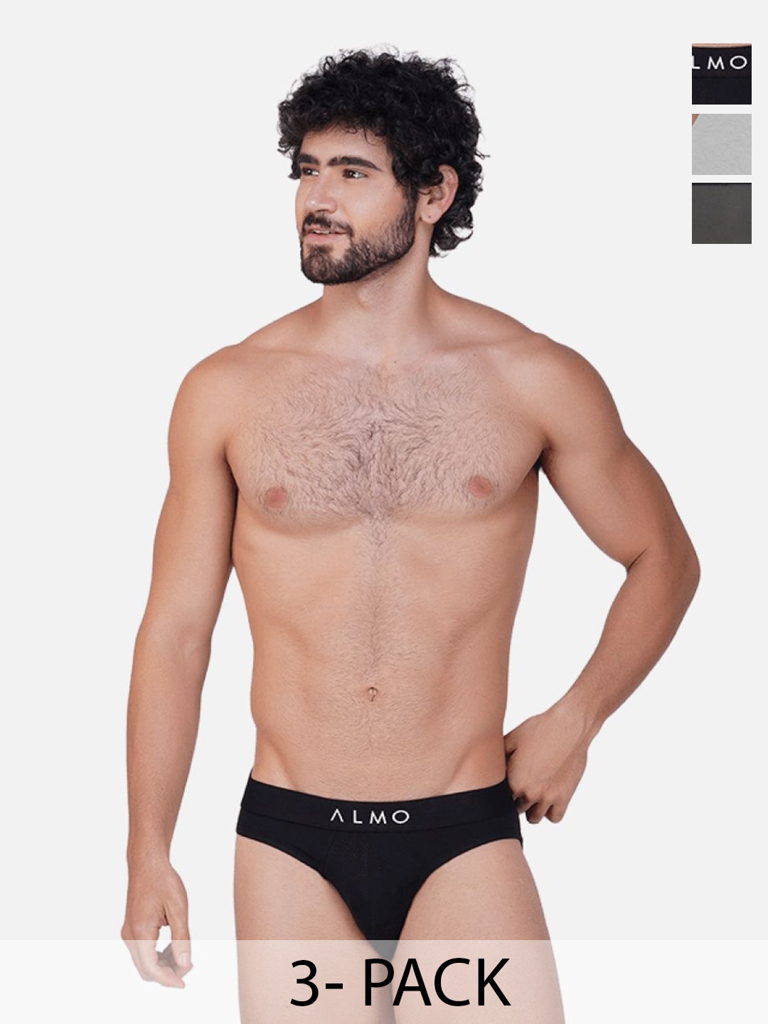 

Almo Wear Pack Of 3 Brand Logo Details Basic Neo Briefs MME-B-BRG, Black