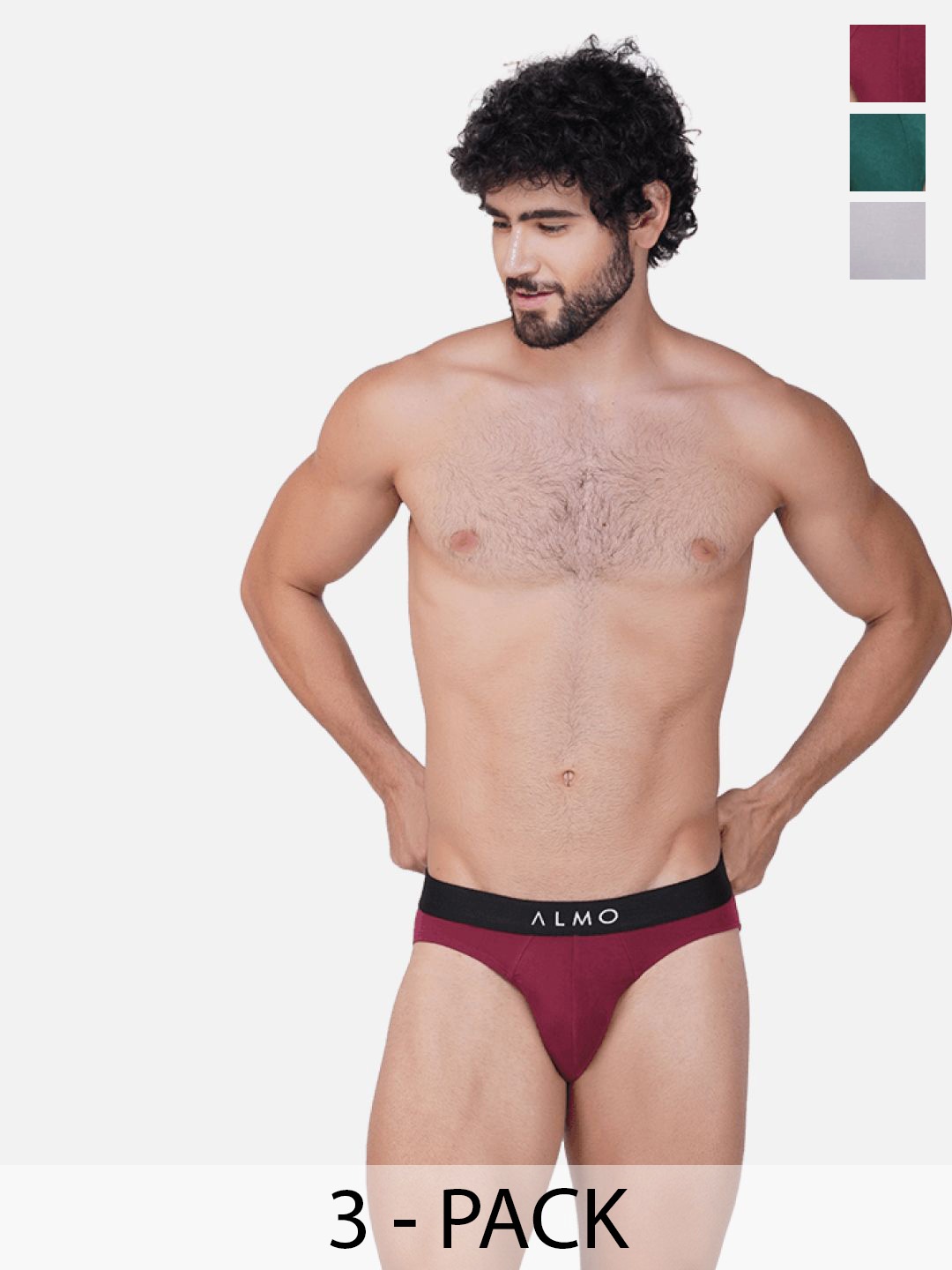 

Almo Wear Pack Of 3 Men Micromodal Mid-Rise Basic Briefs - MME-B-RGS, Maroon