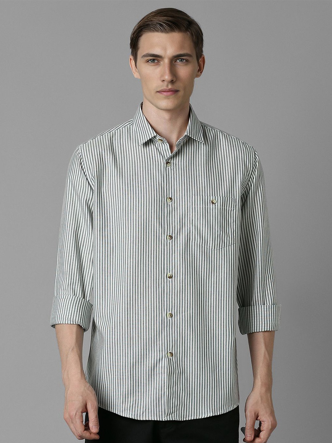 

Louis Philippe Sport Men Slim Fit Opaque Striped Casual Shirt, Grey