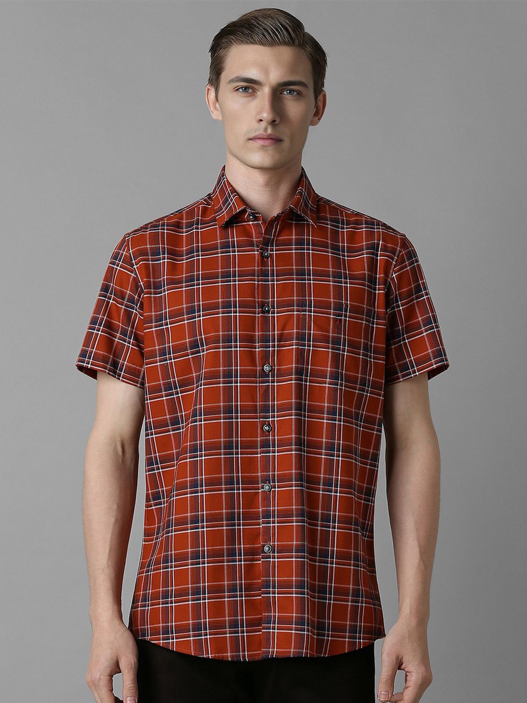 

Louis Philippe Sport Men Slim Fit Opaque Checked Casual Shirt, Red
