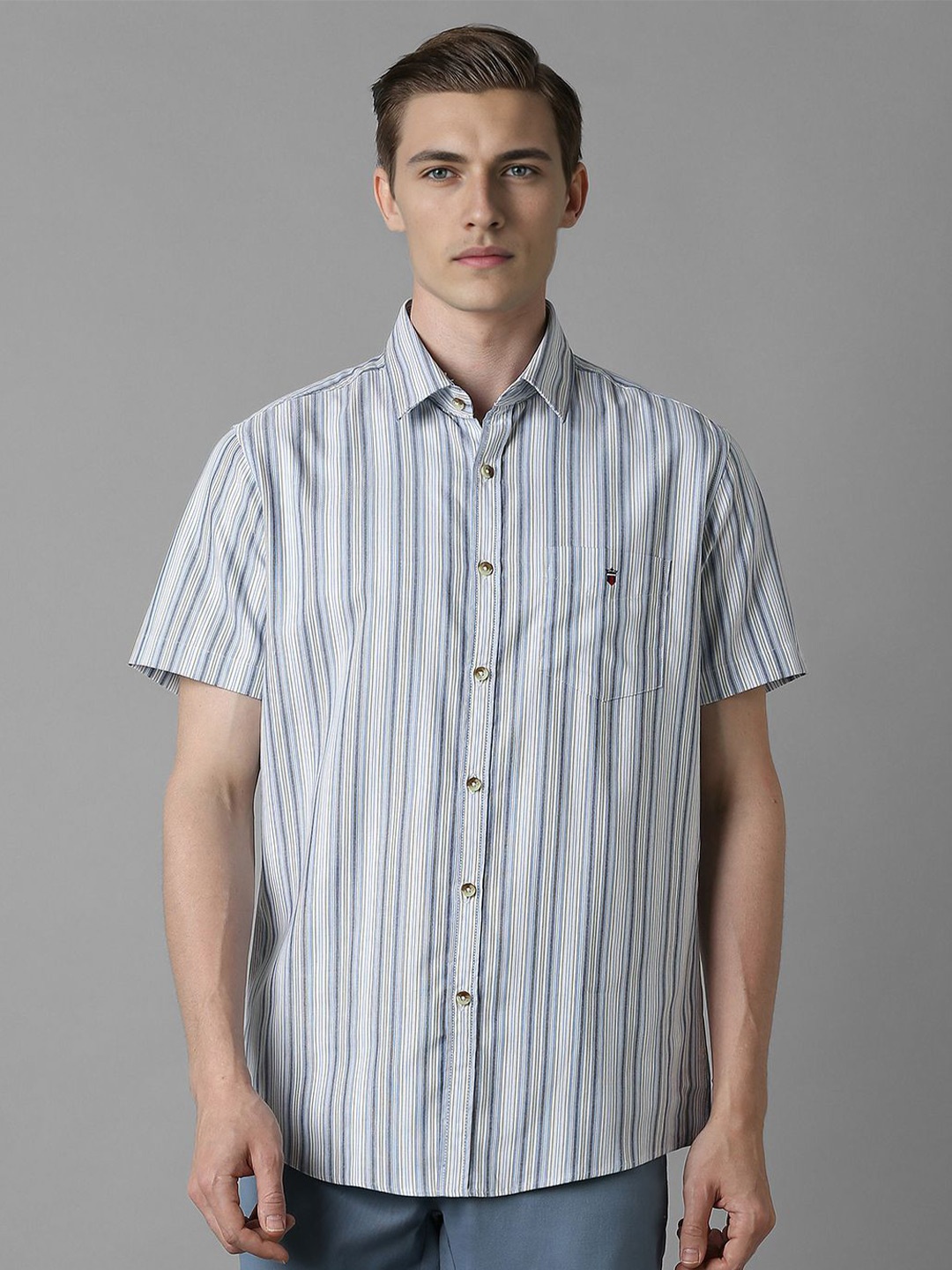 

Louis Philippe Sport Men Slim Fit Opaque Striped Casual Shirt, White