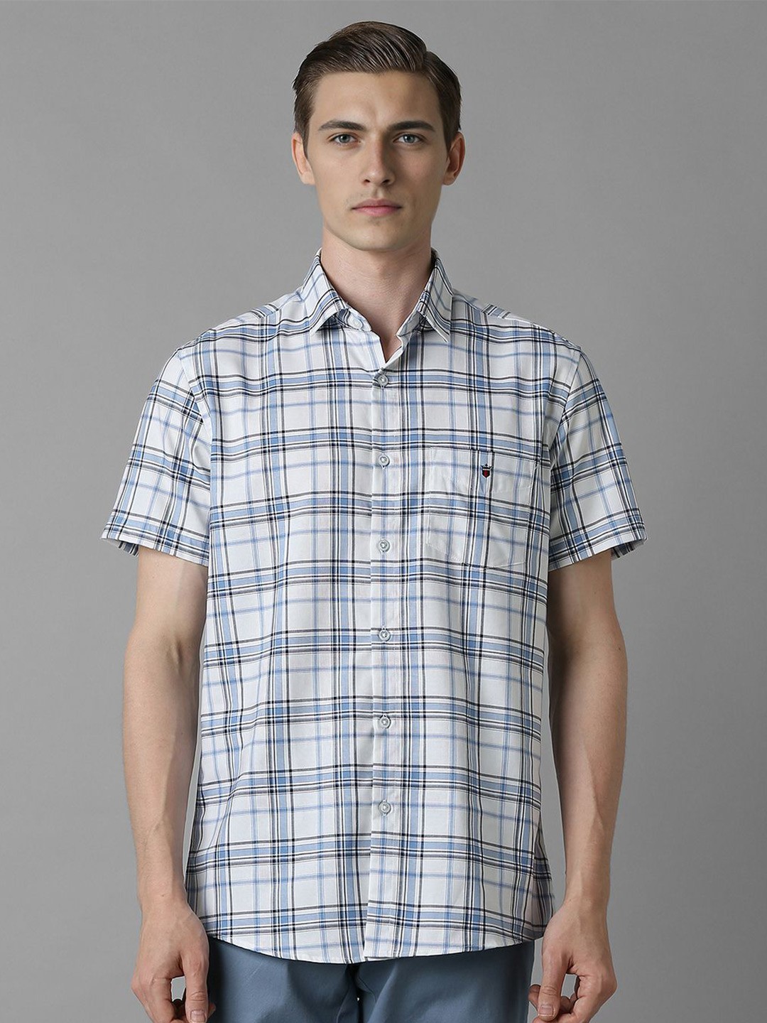 

Louis Philippe Sport Men Slim Fit Tartan Checks Opaque Checked Casual Shirt, White