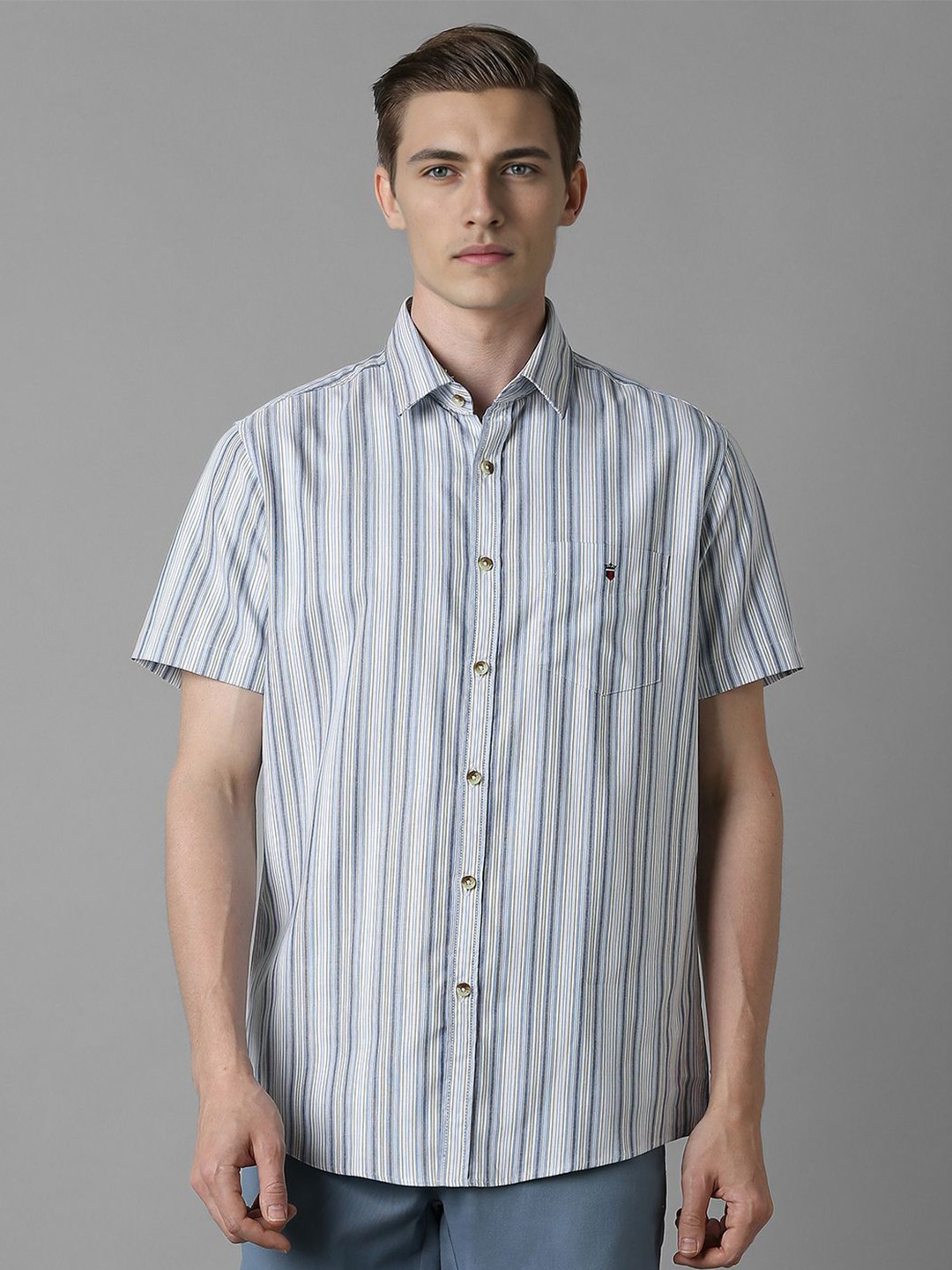 

Louis Philippe Sport Men Slim Fit Opaque Striped Casual Shirt, White