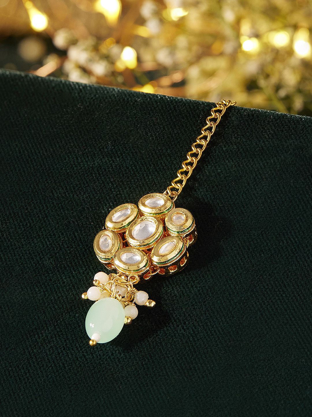 

Priyaasi Gold-Plated Kundan Studded Maang Tikka Head Jewellery