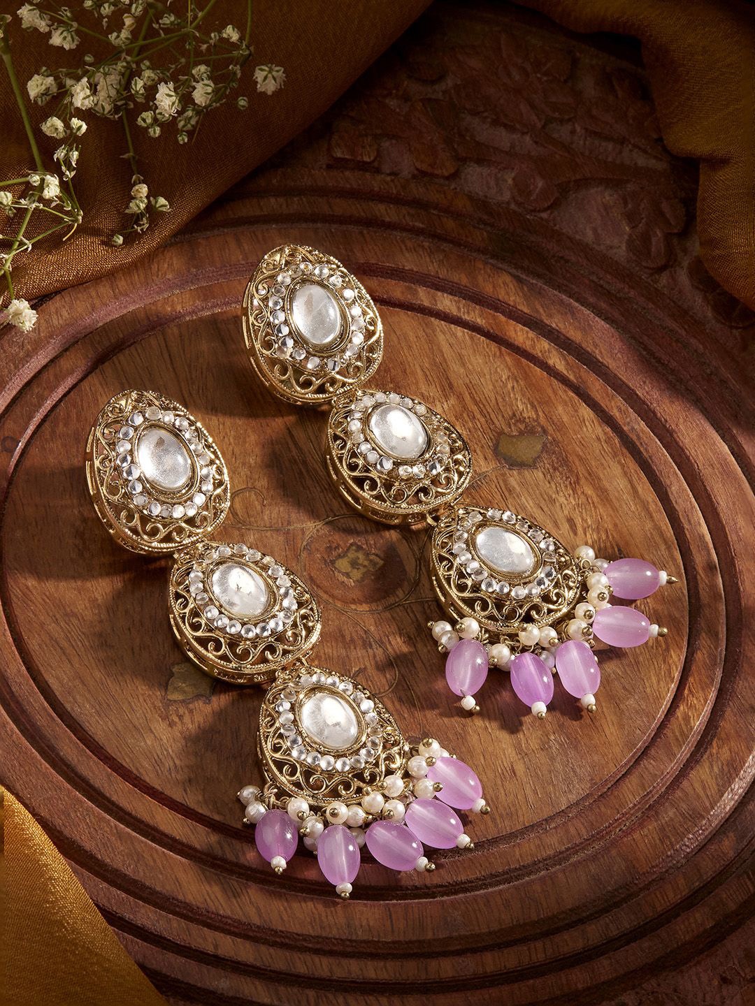 

Priyaasi Gold Plated Kundan Drop Earrings